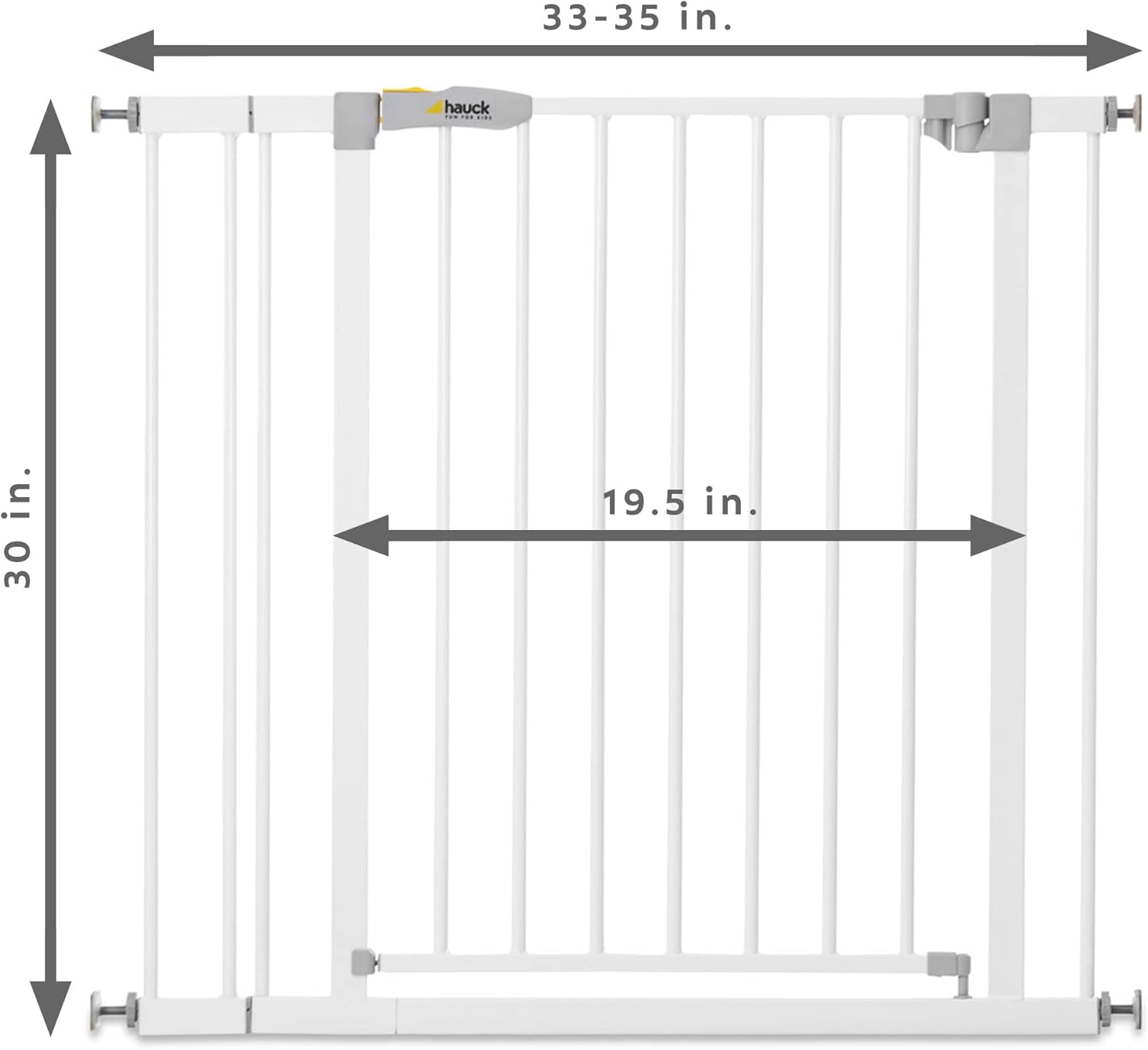 hauck Barreira de segurança crianças para portas e escadas Open N Stop Safety incl. Extensão de 9 cm, Corrimão de escada para crianças sem orifícios, cercas infantis, metal 84-89 cm, branco