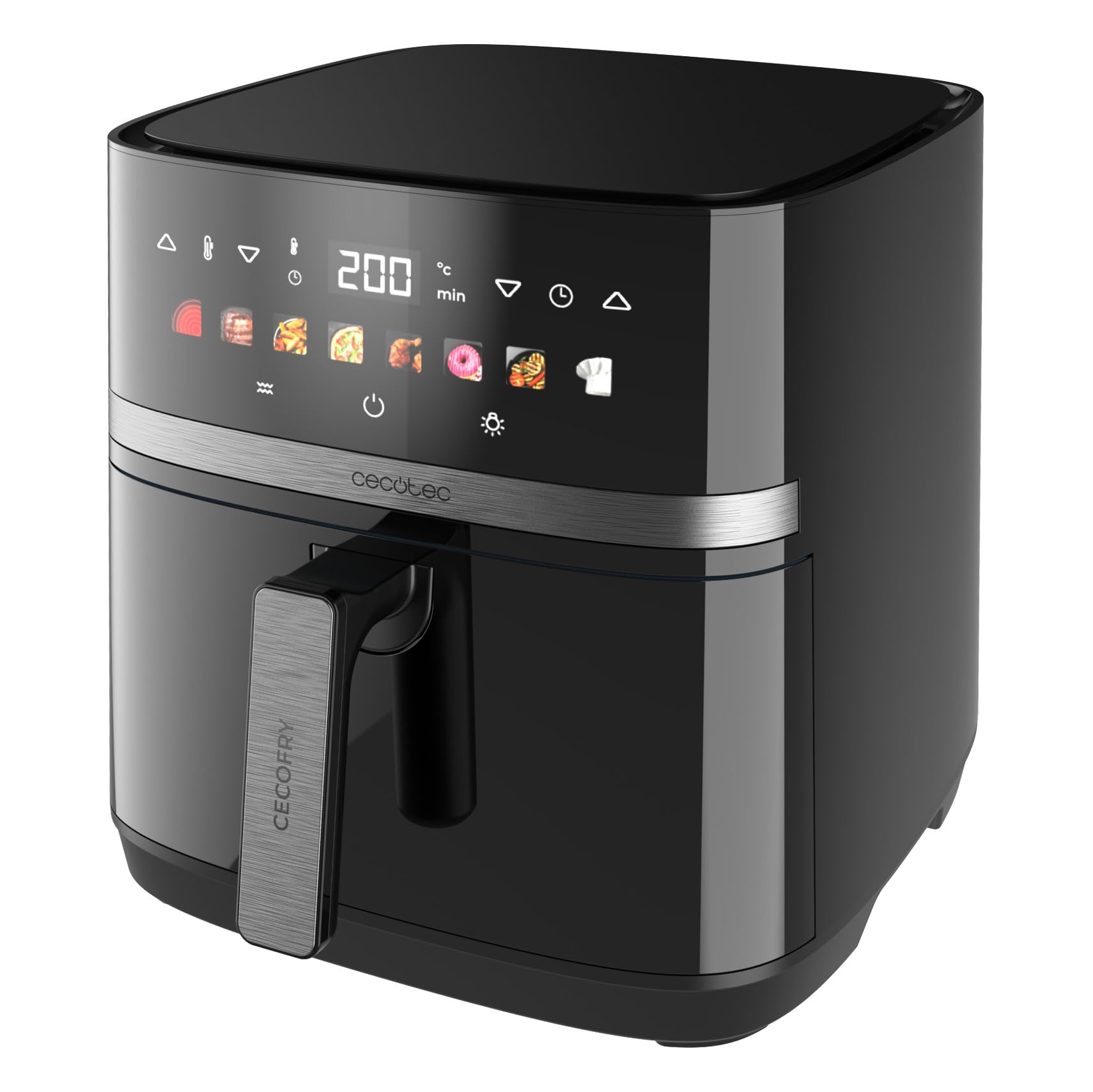 Cecotec Frigideira de ar 10 L, 4 resistências, Air Fryer, Cecofry&Grill Duoheat 10000. 2800 W, Dourado perfeito e sabor de grelha em carnes, parede divisória móvel, temperatura dupla, 10 menus