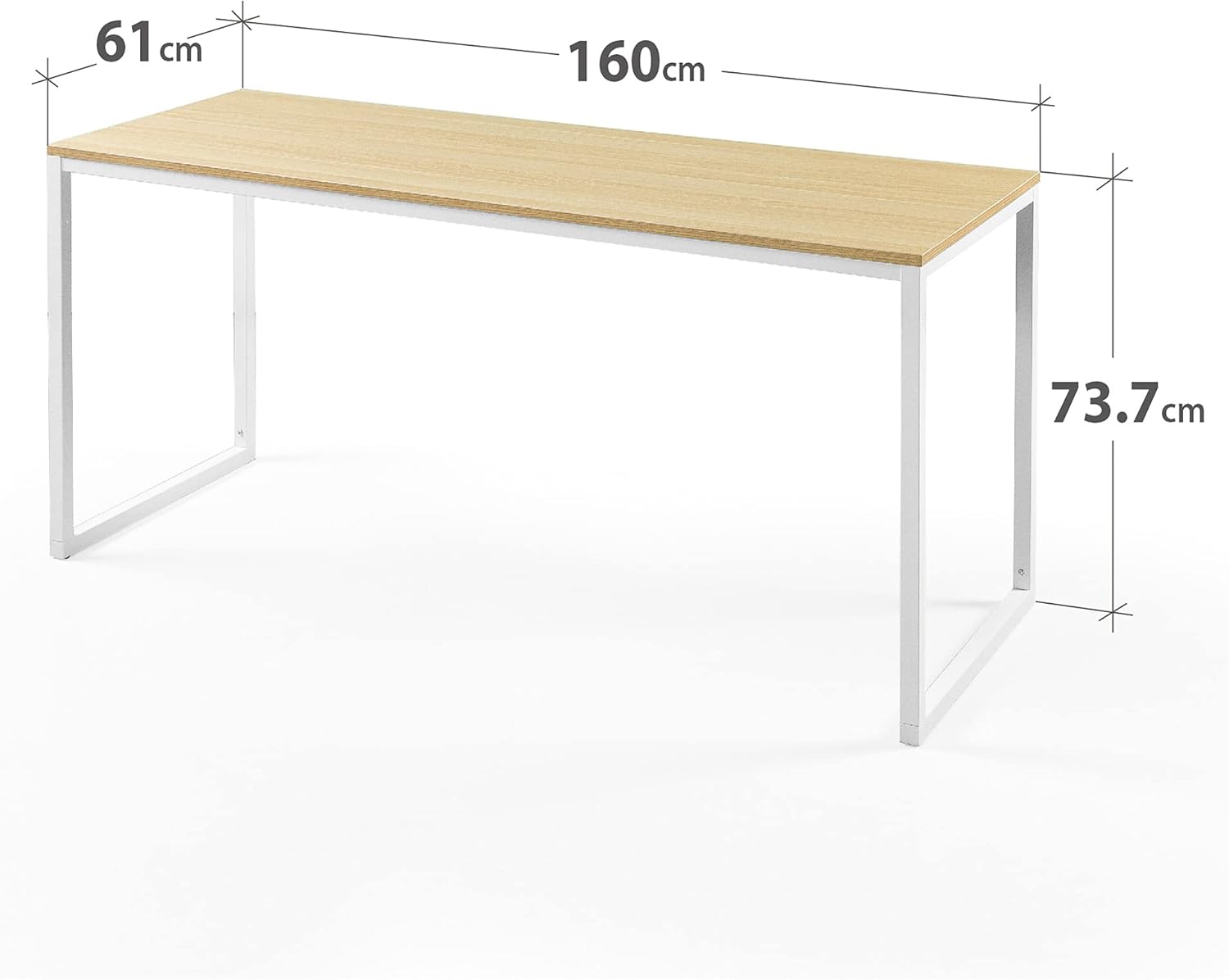 Zinus Jennifer Mesa de escritorio 160x61x74 cm - Mesa de estudio moderna de metal y madera - Mesa de ordenador - Marrón y blanco