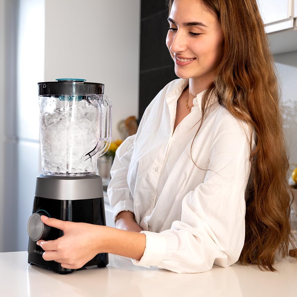 Cecotec Liquidificadora Power Black Titanium 1300 Max B. 1300 W, 2 velocidades, lâmina de 4 folhas de titânio preto e jarro de 1,5 l de capacidade, função de pulso tritura e pulverização, picador de