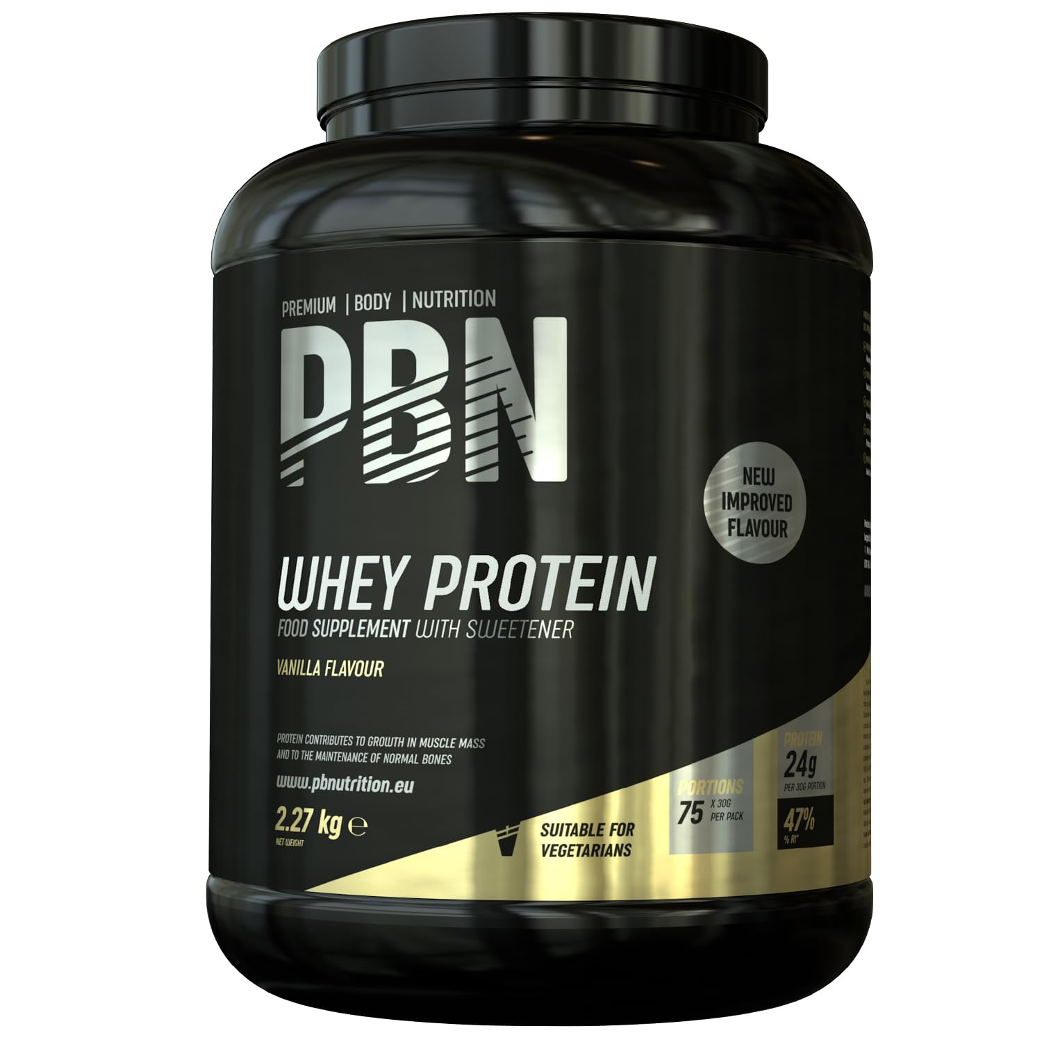 Premium Body Nutrition - Proteína de soro de leite em pó, 2,27 kg (embalagem de 1), sabor banana, sabor otimizado