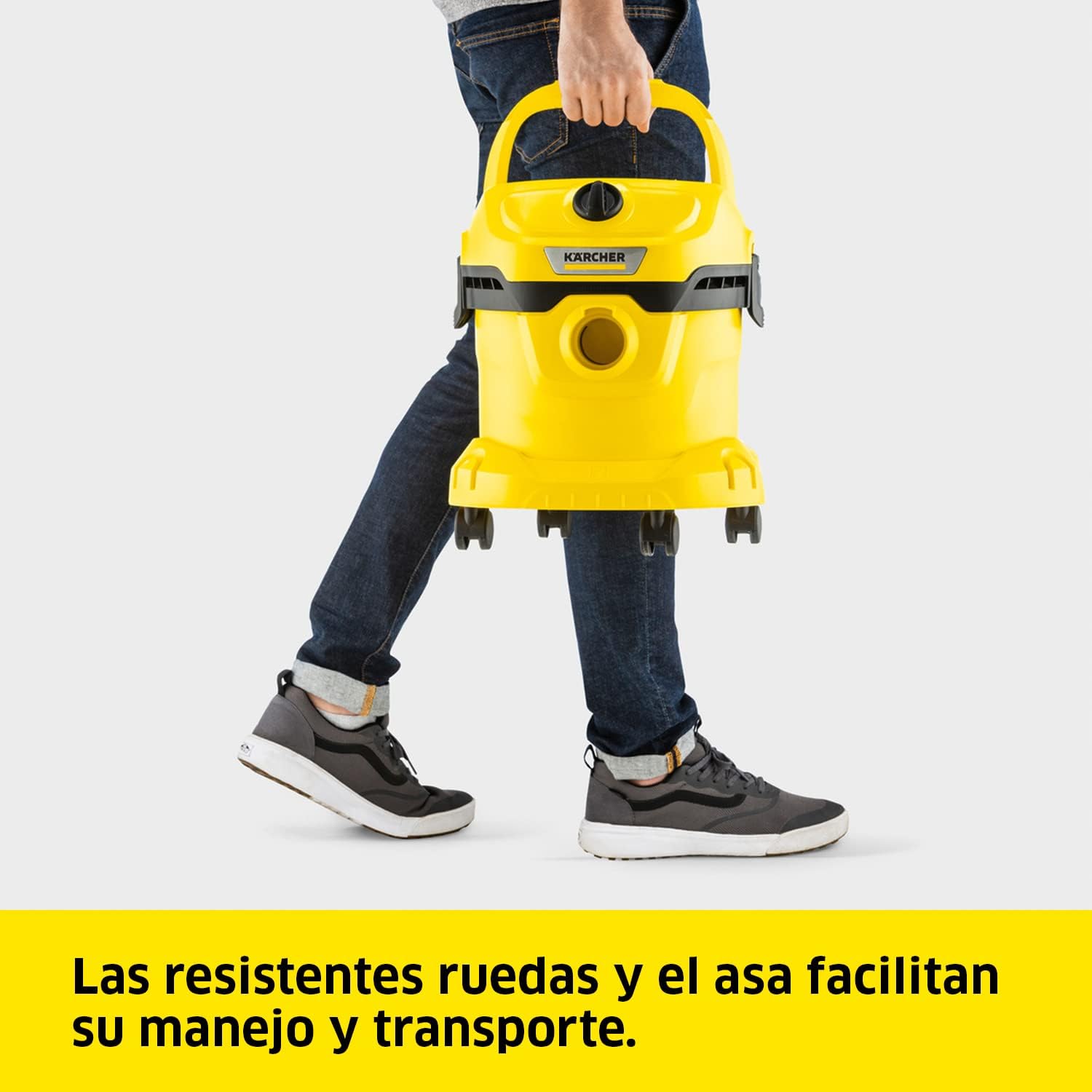 Kärcher, Aspirador a seco e húmido WD 2 Plus V-12/4/18/C, potência de 1000 W, inclui filtros e para chão e ranhuras, Yellow/Black, reservatório de plástico de 12 l, mangueira de sucção de 1,8 m