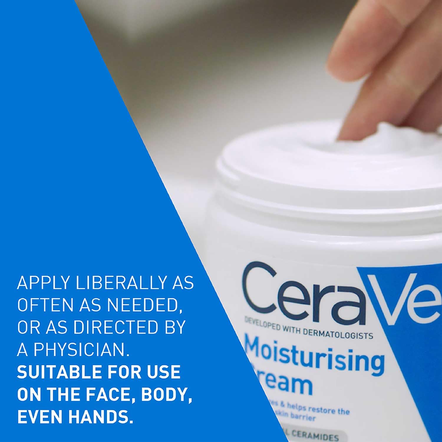 CeraVe Creme Hidratante para Rosto e Corpo, Ideal para Peles Secas a Muito Secas, Hidrata e Restaura a Barreira da Pele, Enriquecido com Ceramidas Essenciais e Ácido Hialurónico, 454 ml