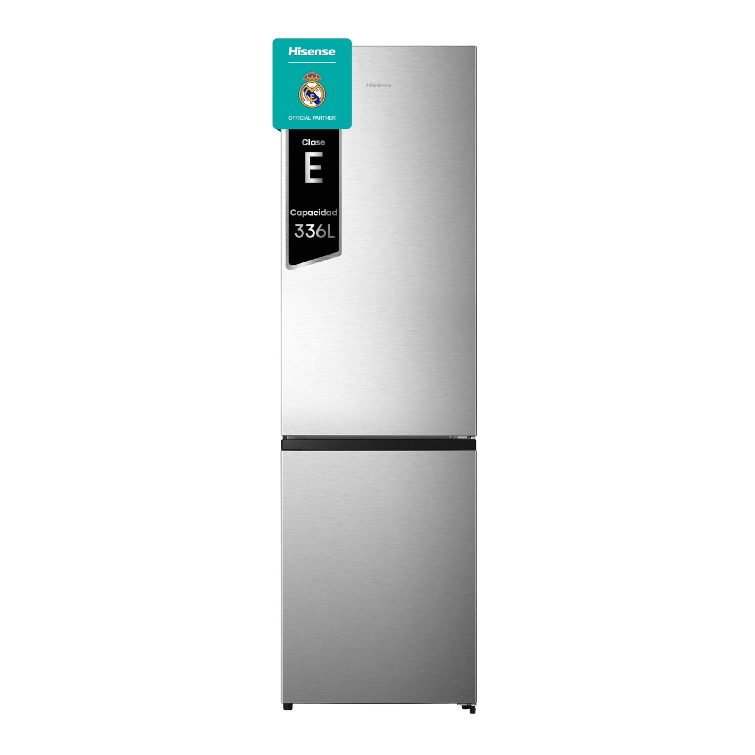 Hisense RB440N4BWE Frigorífico Combinado, classe E eficiente, capacidade de 336 l com 200 cm de altura, super freeze, garrafeiro, porta reversível, silencioso 39dB, cor branca
