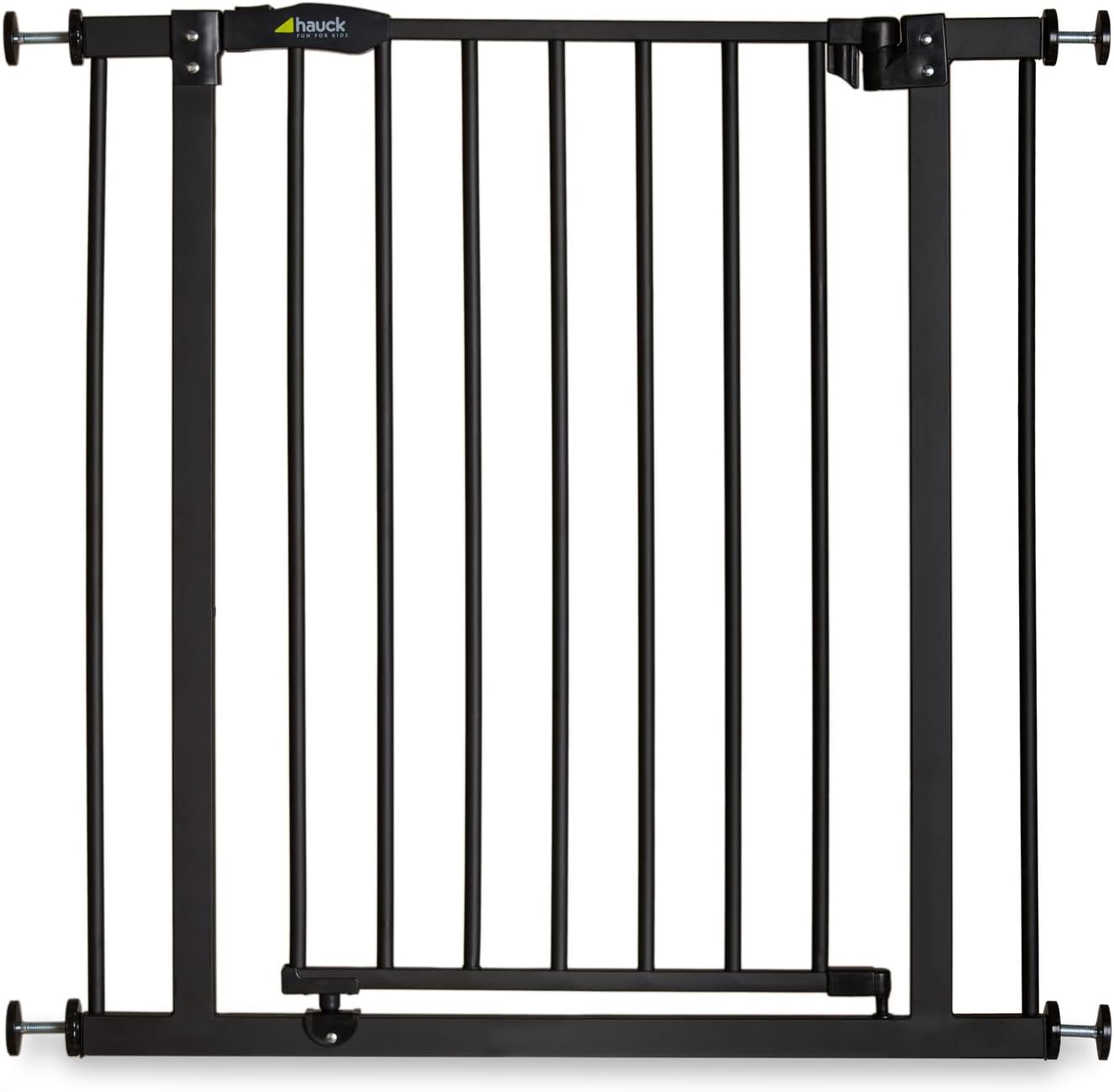 hauck Barreira de segurança infantil para portas e escadas Close N Stop Safety incl. Extensão 9 cm, cercas infantis, sem orifícios, 84-89 cm, corrimão escada crianças, metal, preto