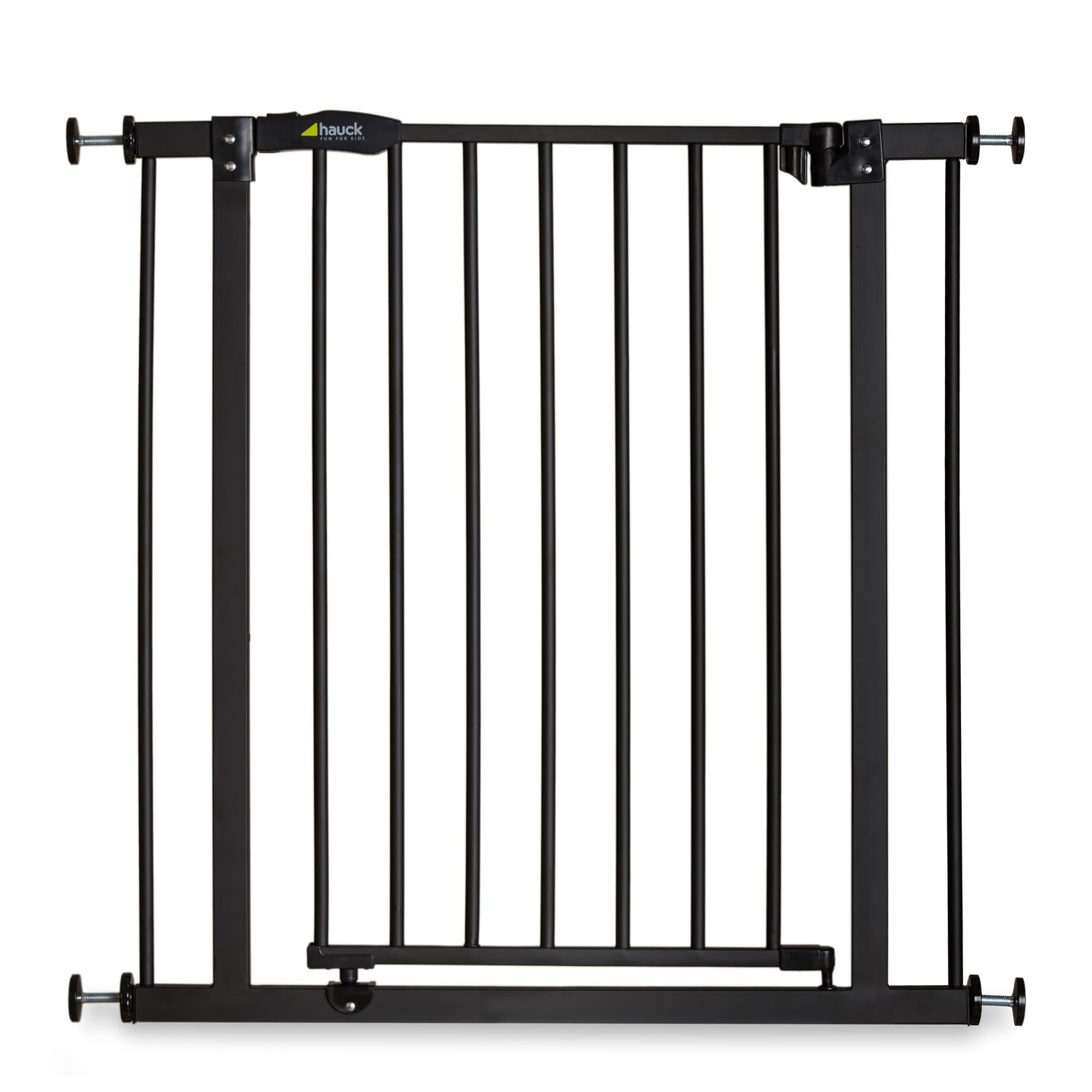 hauck Barreira de segurança infantil para portas e escadas Close N Stop Safety incl. Extensão 9 cm, cercas infantis, sem orifícios, 84-89 cm, corrimão escada crianças, metal, preto