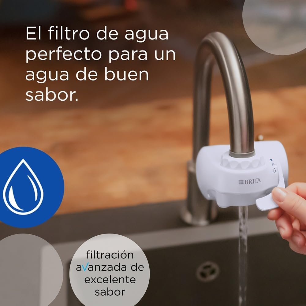 BRITA Sistema de filtragem para torneira, água filtrada de excelente sabor, inclui 1 filtro para torneira, 600 litros de água filtrada por cartucho, cor branca
