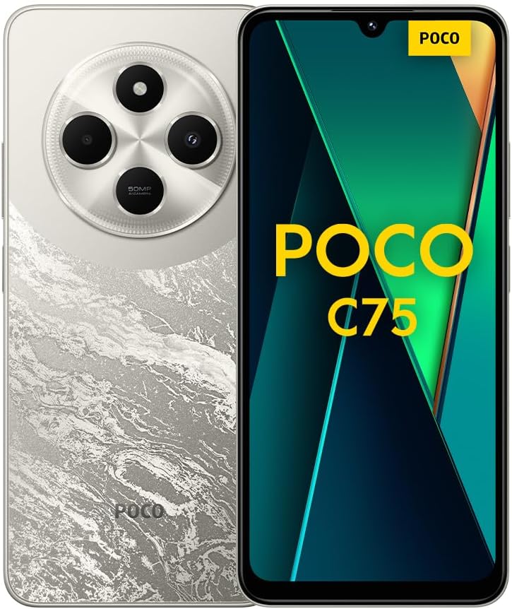 Xiaomi Poco C75 - Smartphone de 8 + 256 GB, ecrã imersivo de 120 Hz, MediaTek Helio G81-Ultra, câmara dupla de 50 MP IA, 5160 mAh, carregamento rápido de 18 W, NFC, dourado (versão ES)