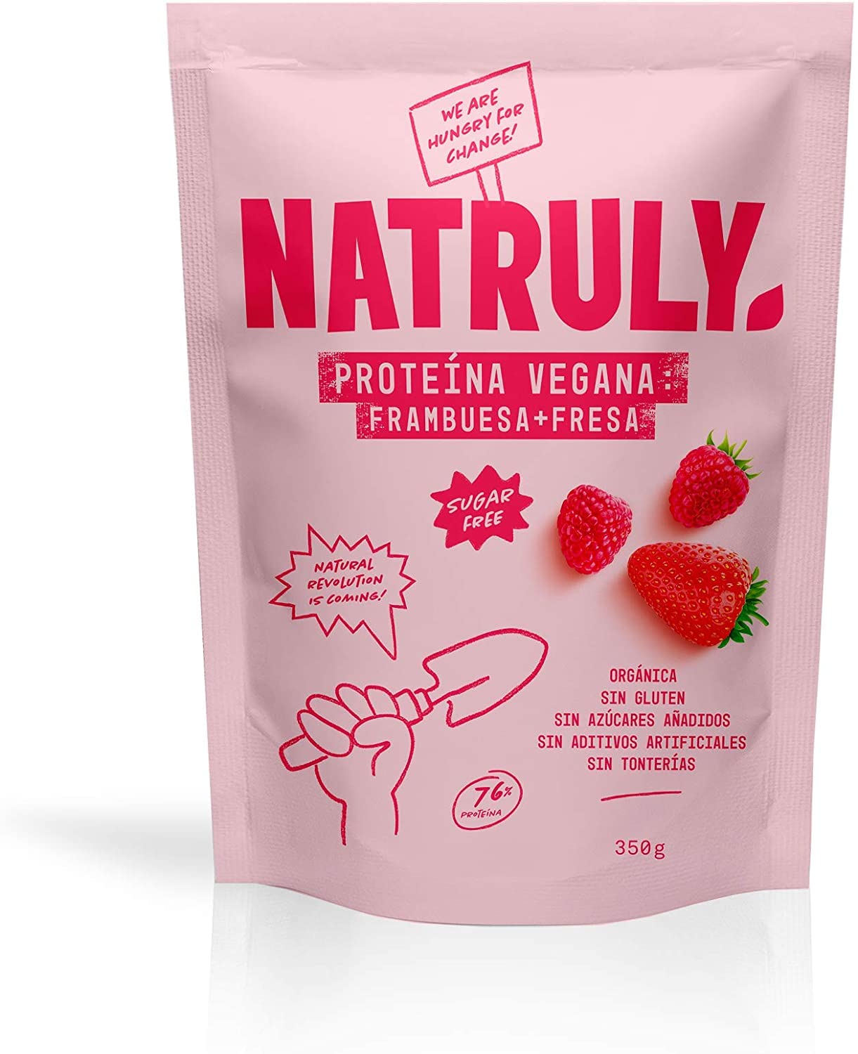 NATRULY Proteína Vegana BIO Chocolate, 81% Proteína, 100% Natural Sin Azúcar, Sin Gluten, Sin Lactosa, Sin Soja -350g