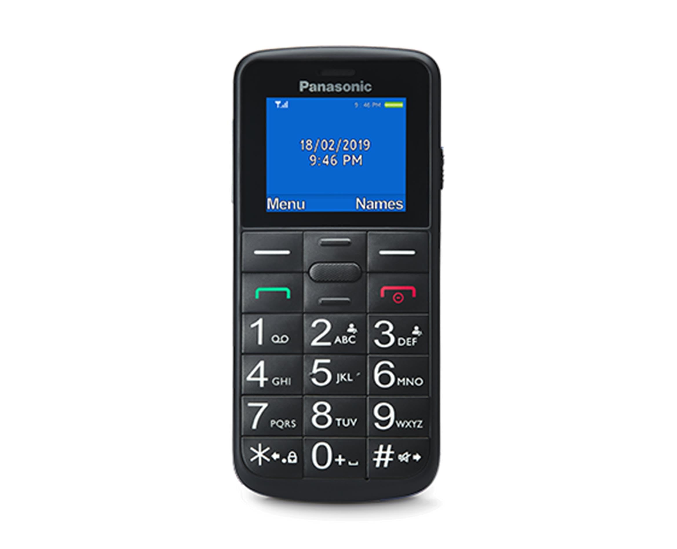 Panasonic KX-TU110EXC - Teléfono Móvil Para Personas Mayores, 1.77 Pulgadas (160 x 128), Pantalla y Teclas Grances, Botón SOS, Resistente a Golpes, Linterna, Batería 22h, Azul, 11,4 x 5,1 x 1,3 cm