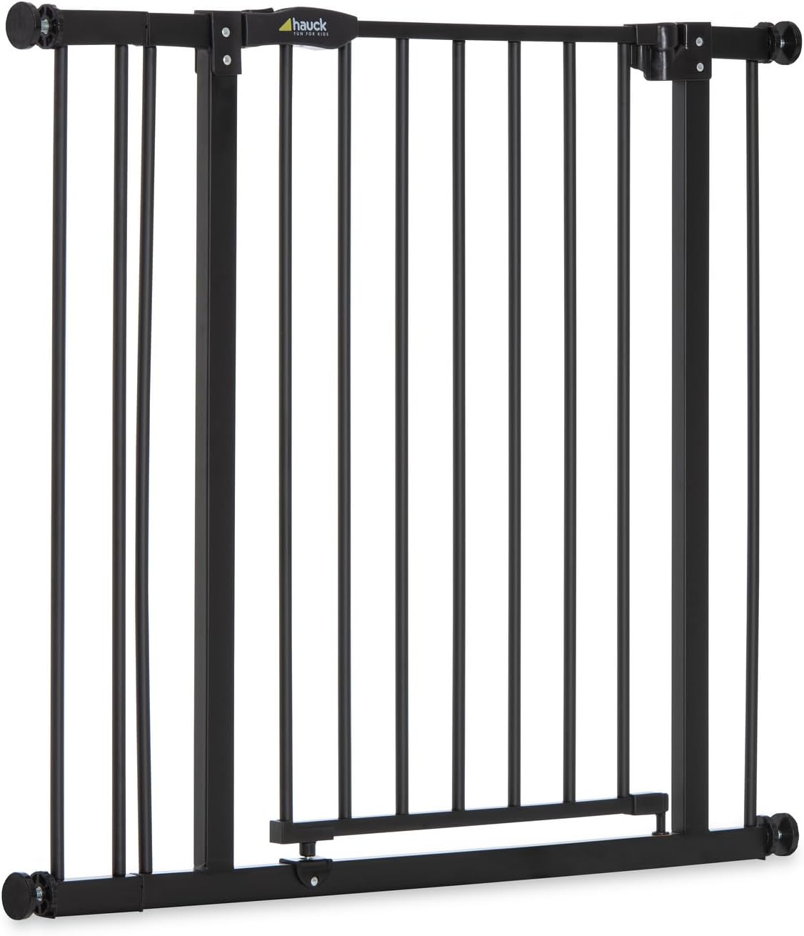 hauck Barreira de segurança infantil para portas e escadas Close N Stop Safety incl. Extensão 9 cm, cercas infantis, sem orifícios, 84-89 cm, corrimão escada crianças, metal, preto