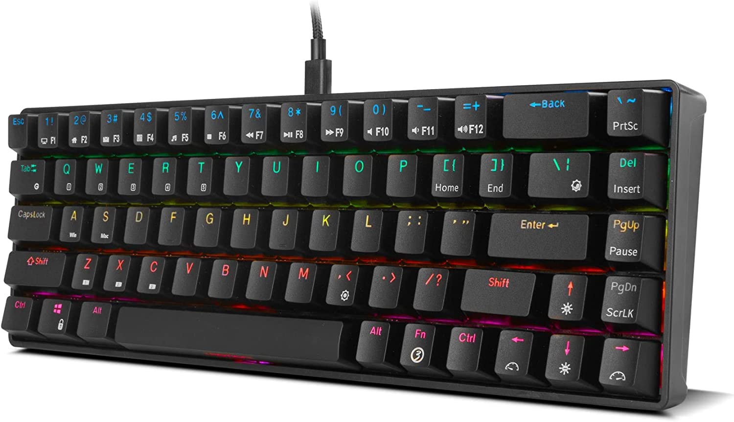 Ozone Gaming OZTACTICALSP Mini teclado tático para jogos, mecânico sem teclado numérico, Bluetooth, interruptores vermelhos Outemu, iluminação LED RGB, silencioso, disposição em inglês, preto