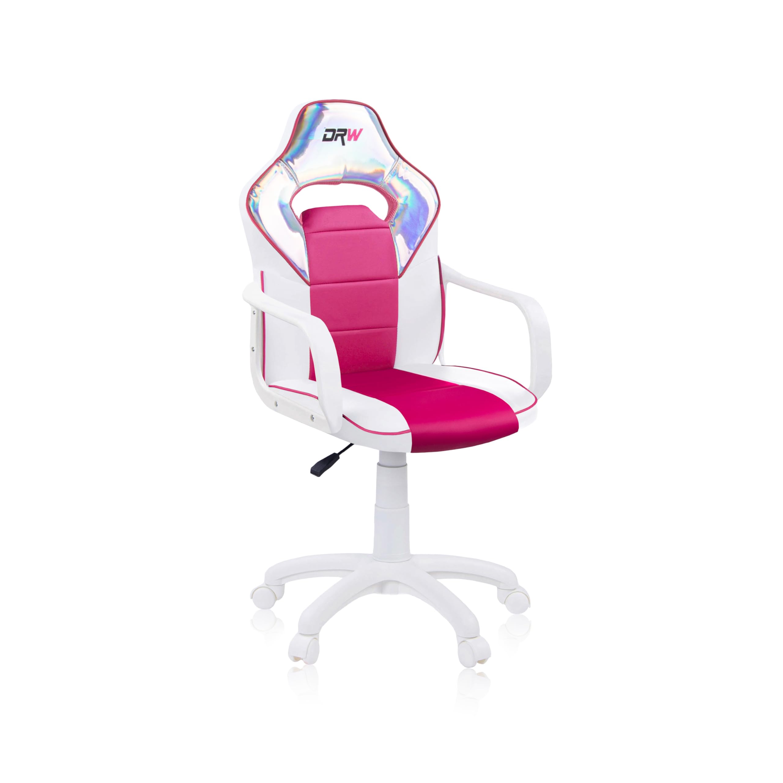 duehome | DRW, cadeira Gamer, cadeira de escritório, estúdio ou secretária, acabamento em silício pele branca e turquesa, medidas: 46,5 cm (largura) x 46 cm (comprimento) x 98-109,5 cm (altura)