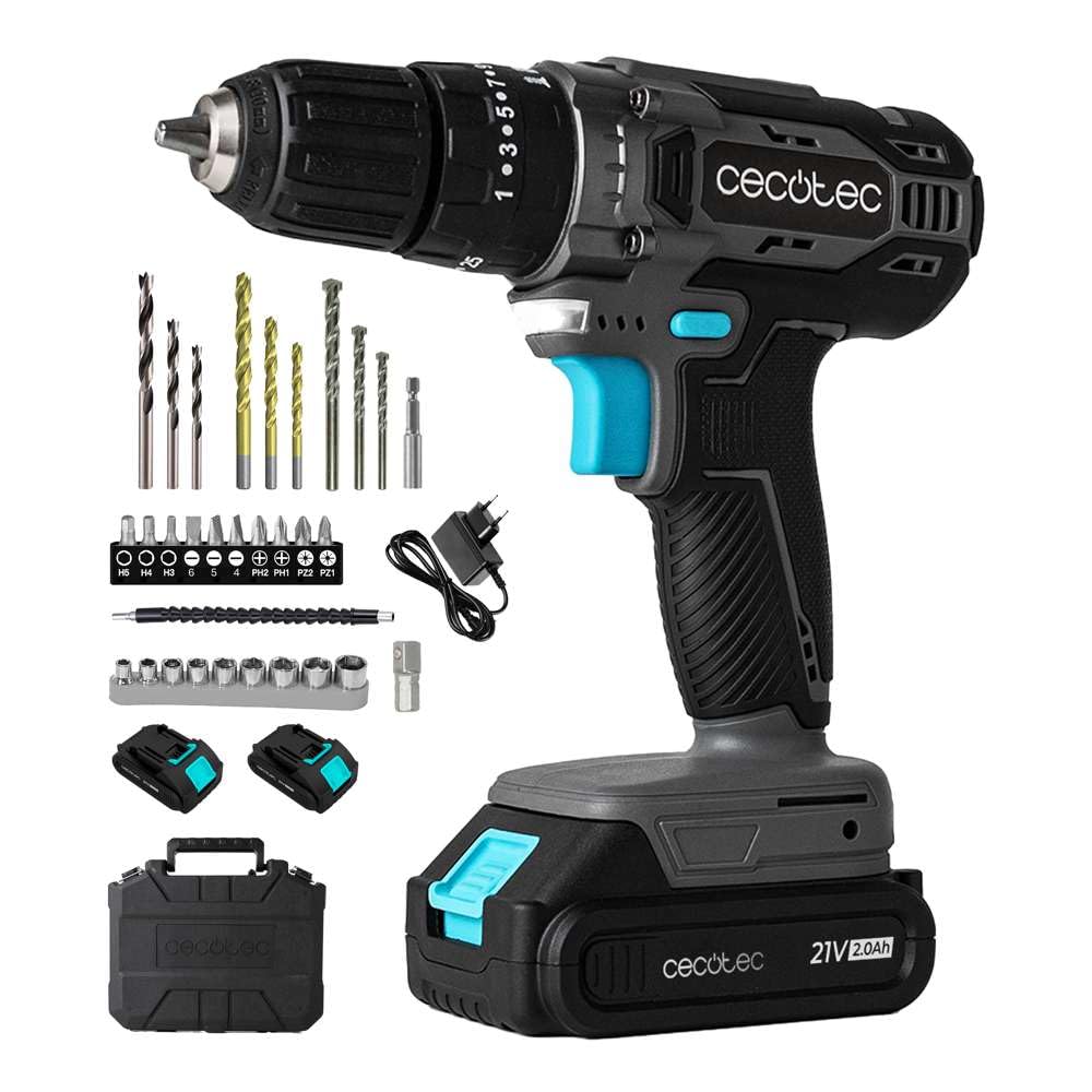 Cecotec Taladro Eléctrico Percutor PowerDrill 850 EasyAdjust. 850W, 46000 impactos por minuto, 4800 rpm, Cable extralargo 3m, Mandril portabrocas sin llave 13mm diámetro, Totalmente equipado