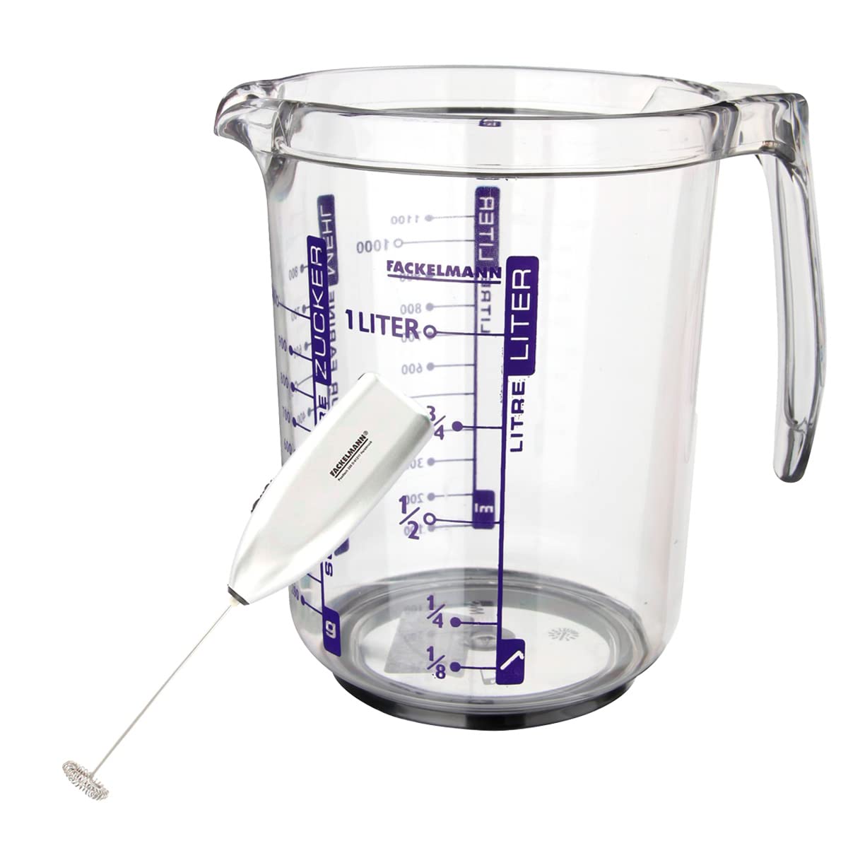 Fackelmann Coffee &Tea Espumador de leite, batedor Capuchino cinzento, 20 x 3,5 cm