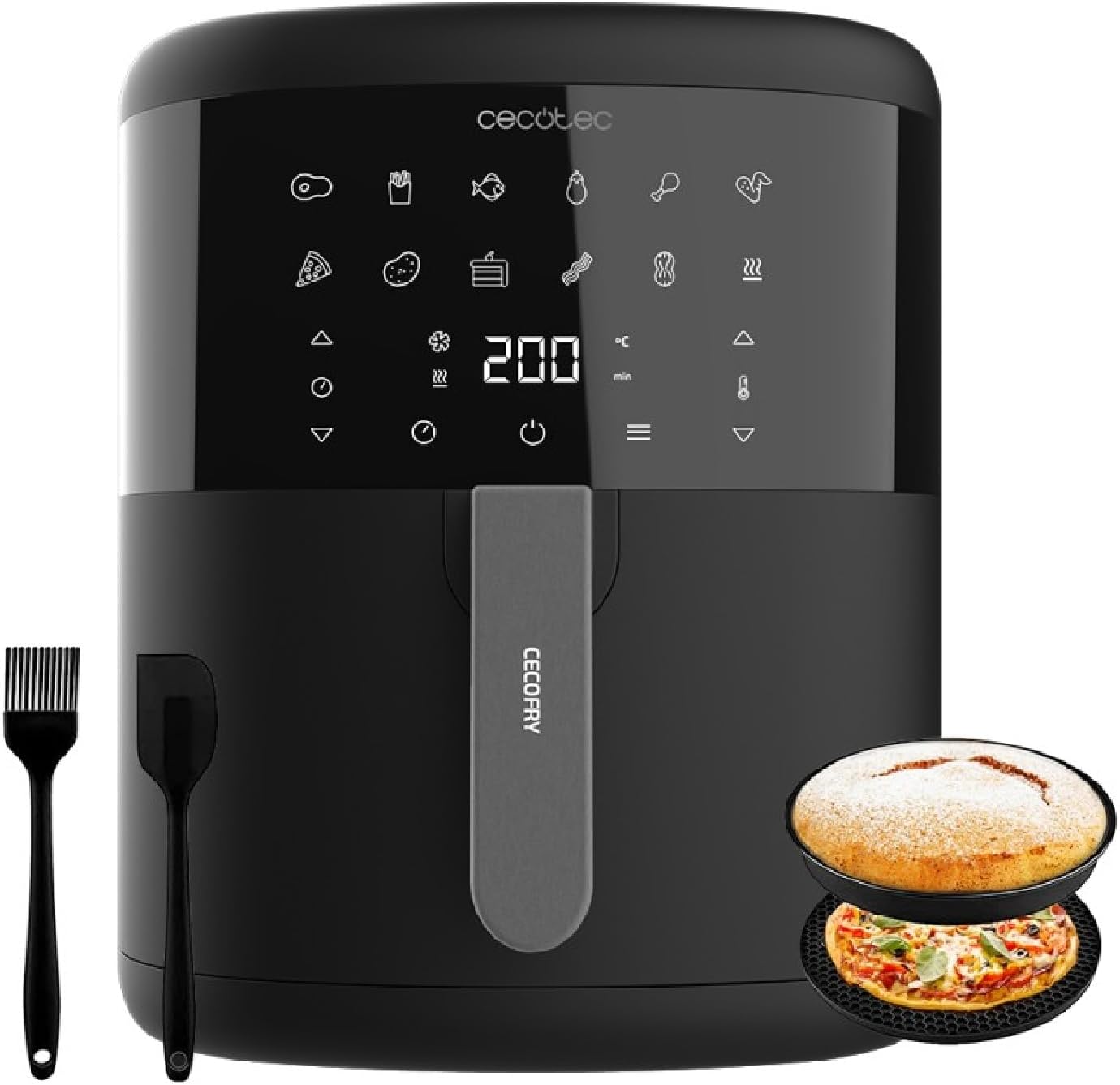 Cecotec Freidora de Aire sin Aceite de 6 L Air Fryer con Accesorios Cecofry Bombastik 6000 Full. 1700 W, Tecnología PerfectCook, Temperatura y Tiempo Regulables, Control Táctil, 12 Modos