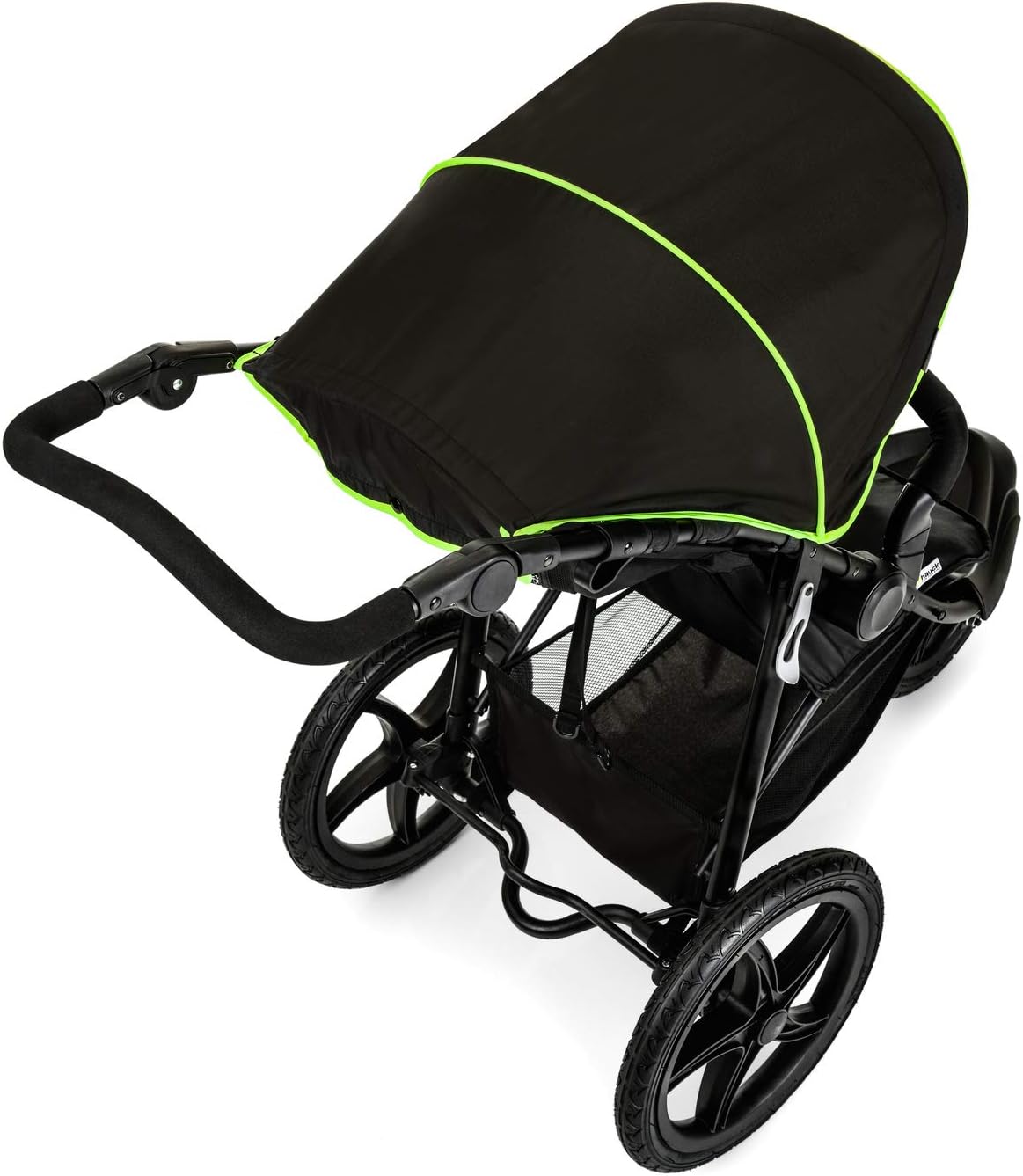 hauck Runner Carrinho de bebé desde o nascimento - cadeira de passeio leve até 22 quilos - carrinho 3 rodas pneumáticas - dobrável compacto - suspensão - preto/néon