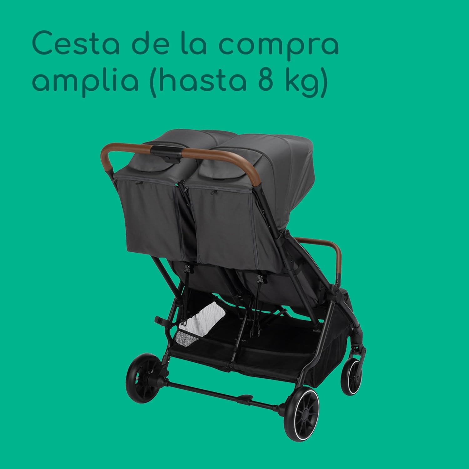 Bebeconfort Mane, carrinho de abotoar, 0 - 22 kg, dobrável automático, reclinação total, barras de segurança giratórias, arnês de 5 pontos, janela de malha, bolha impermeável, cesta (8 kg), Mineral