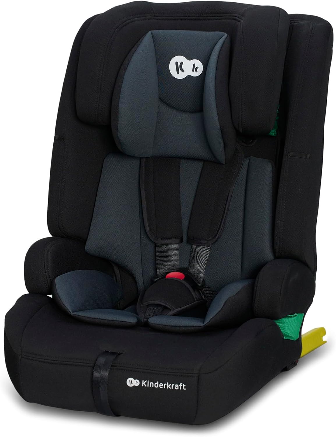 Kinderkraft SAFETY FIX 2 I-SIZE 75-150 cm Cadeira de carro grupo 1 2 3 isofix, assento largo e macio para criança, arnês interior de 5 pontos, ajuste de apoio, redutor modular, preto