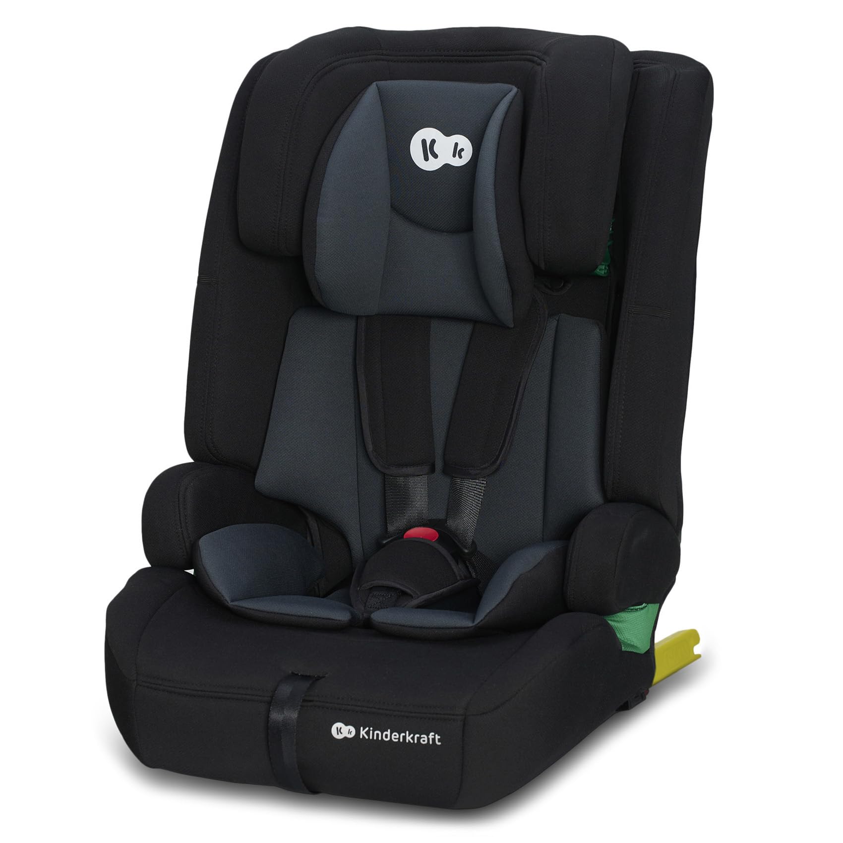 Kinderkraft SAFETY FIX 2 I-SIZE 75-150 cm Cadeira de carro grupo 1 2 3 isofix, assento largo e macio para criança, arnês interior de 5 pontos, ajuste de apoio, redutor modular, preto