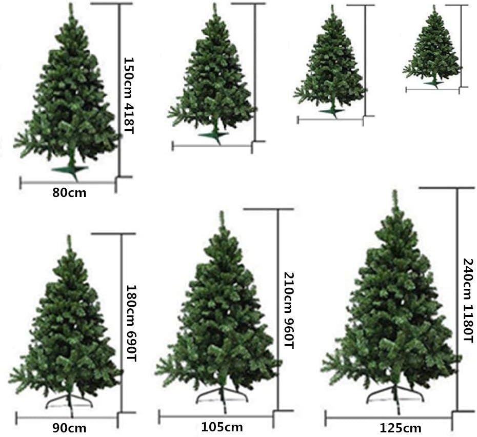 Árvore de Natal artificial extra enchimento, árvores com folhas de espumilhão de 150 cm a 300 cm de primeira qualidade, super natural C / suporte metálico. (verde, 150 cm 380 dicas)