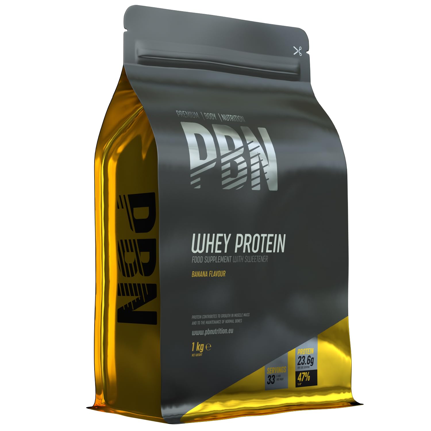 Premium Body Nutrition - Proteína de soro de leite em pó, 2,27 kg (embalagem de 1), sabor banana, sabor otimizado