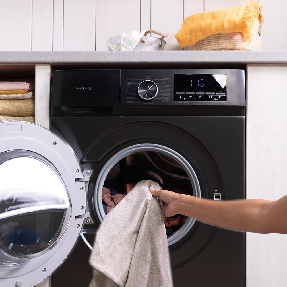 Cecotec Máquina de lavar 8 kg carga frontal Bolero Dresscode 8500 Inverter Steel A. 1900W, 1400 rpm, Inverter Motor Plus, baixo consumo, 16 programas, SteamMax, Delay Start, aço