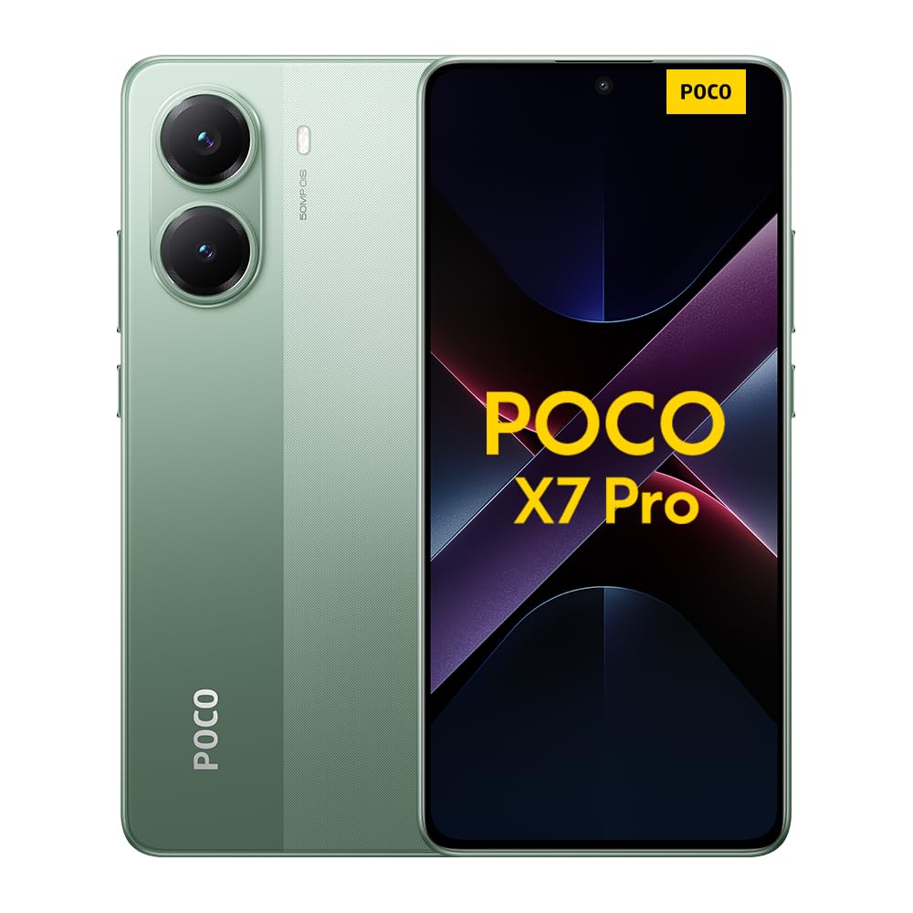 Xiaomi POCO X7 - Smartphone de 12+512GB, Pantalla CrystalRes 1.5K AMOLED Curva, MediaTek Dimensity 7300-Ultra, Cámara de 50 MP, Carga Turbo de 45W, Cargador no Incluido, Verde (Versión ES)