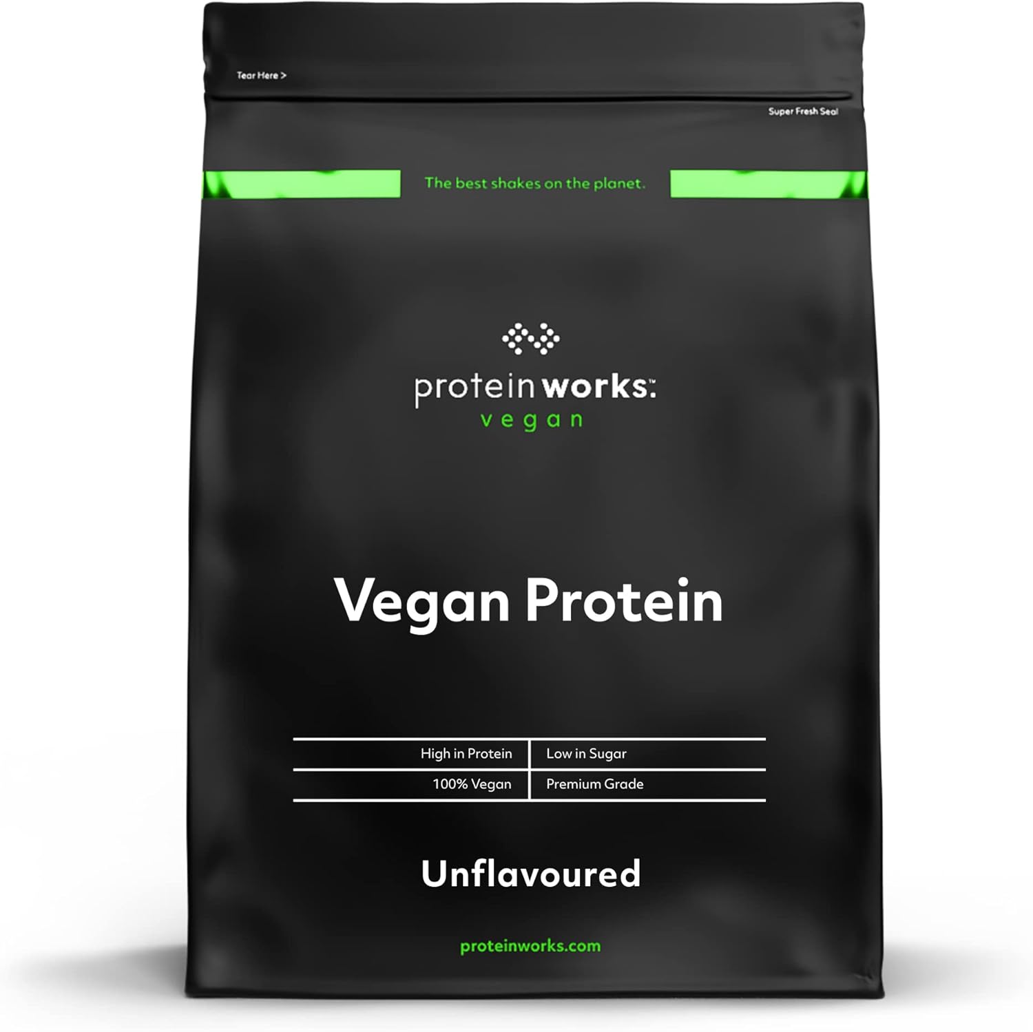 Protein Works - Proteína vegana, 100% A base de plantas, sem glúten, baixo em gorduras, sem sabor - 1 kg