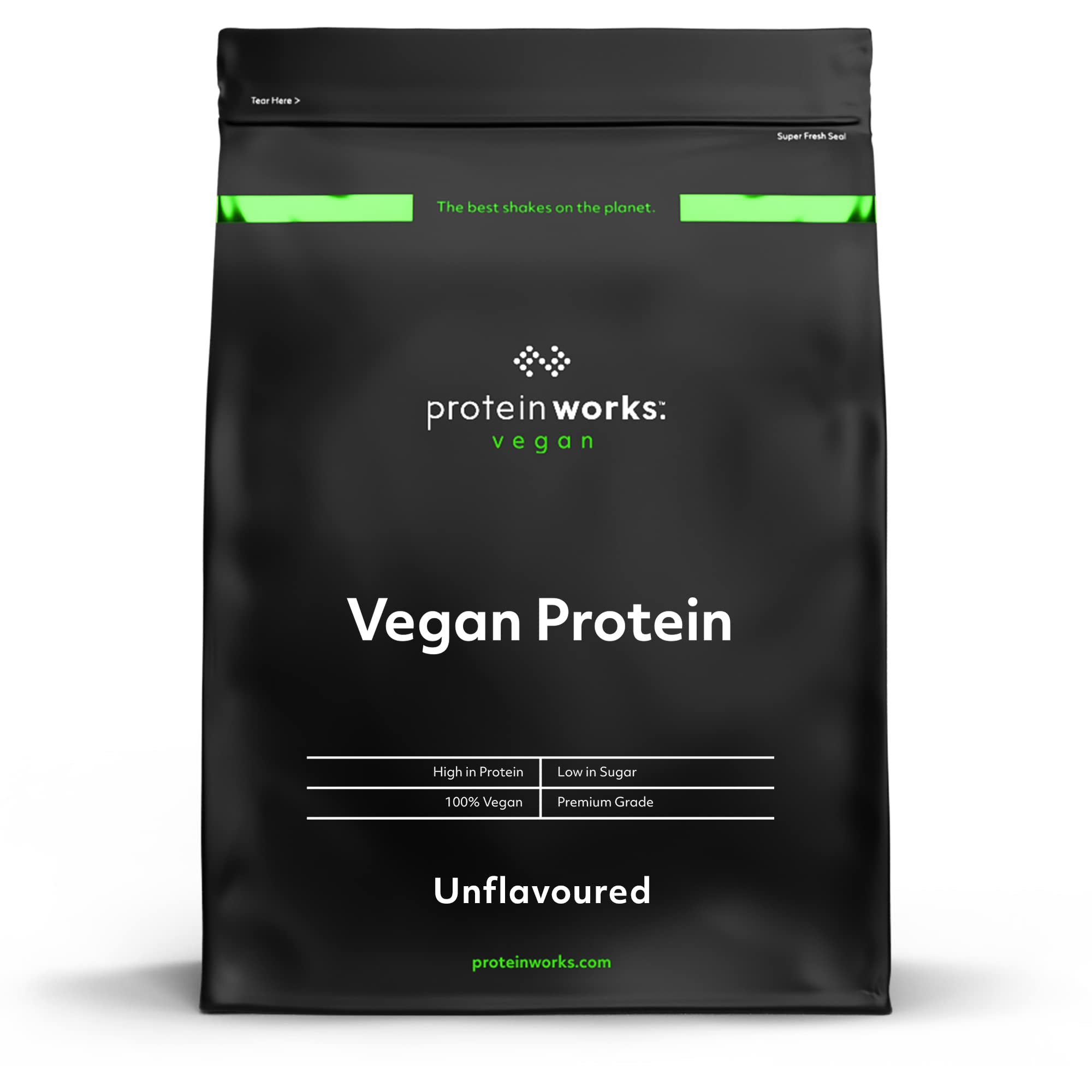 Protein Works - Proteína vegana, 100% A base de plantas, sem glúten, baixo em gorduras, sem sabor - 1 kg
