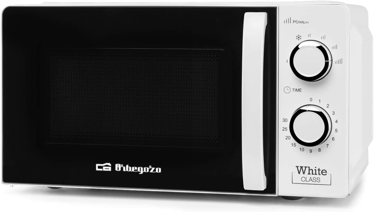 Orbegozo MI 2115, micro-ondas, 700 W, 6 níveis de funcionamento, capacidade de 20 litros, temporizador até 30 minutos, programa de descongelação, sinal de fim de cozimento, cor branca