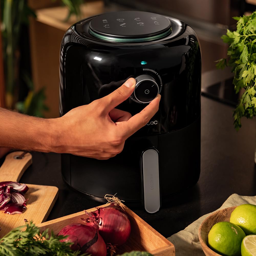 Fritadeira sem óleo Cecotec de 2,5 L - Air Fryer Cecofry Pixel 2500. 1200 W, dietética, manual e compacta, temporizador, tecnologia de ar quente, antiderrapante