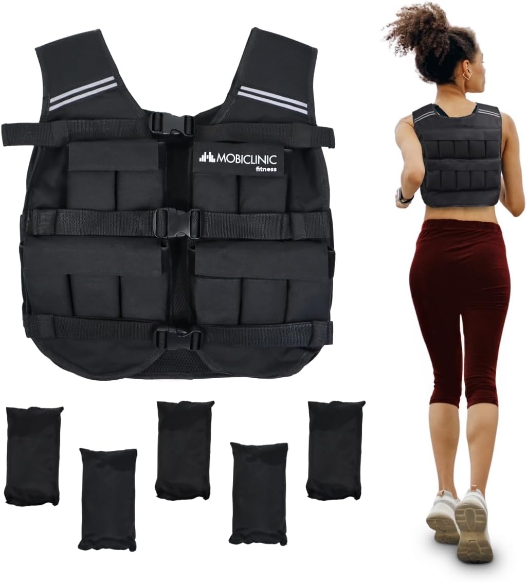 Mobiclinic®, Colete lastrado, colete de peso, ajustável, resistente, tecido Oxford 600D, peso incluído, faixas refletoras, respirável, colete com pesos para treino de fitness, Iron20