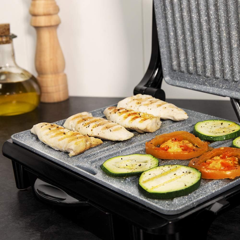 Cecotec Rock'nGrill Grelha elétrica com revestimento antiaderente RockStone