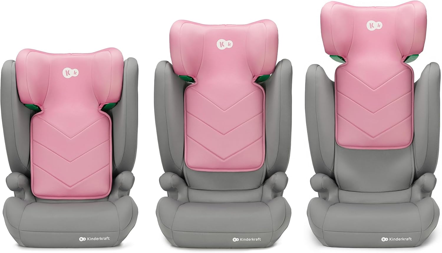 Kinderkraft I-SPARK Cadeira de carro, i-Size, para bebé, grupo 2/3 100-150 cm, de 3,5 a 12 anos, de 15 a 36 kg, leve (4,5 kg), cinto de segurança de 3 pontos, proteção lateral, rosa