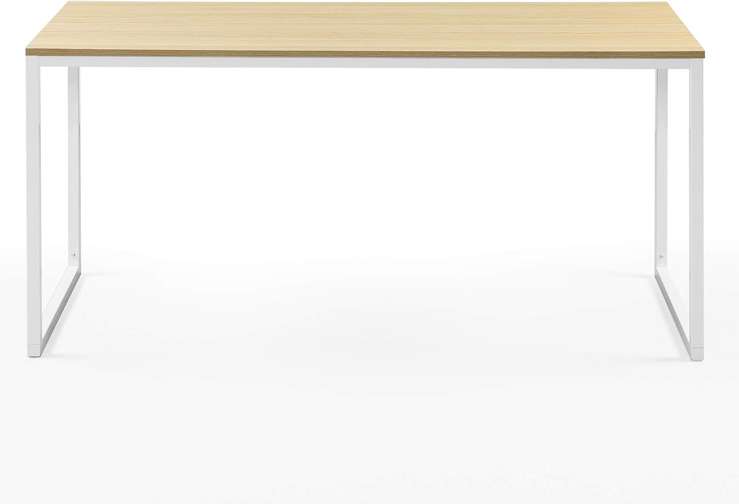Zinus Jennifer Mesa de escritorio 160x61x74 cm - Mesa de estudio moderna de metal y madera - Mesa de ordenador - Marrón y blanco