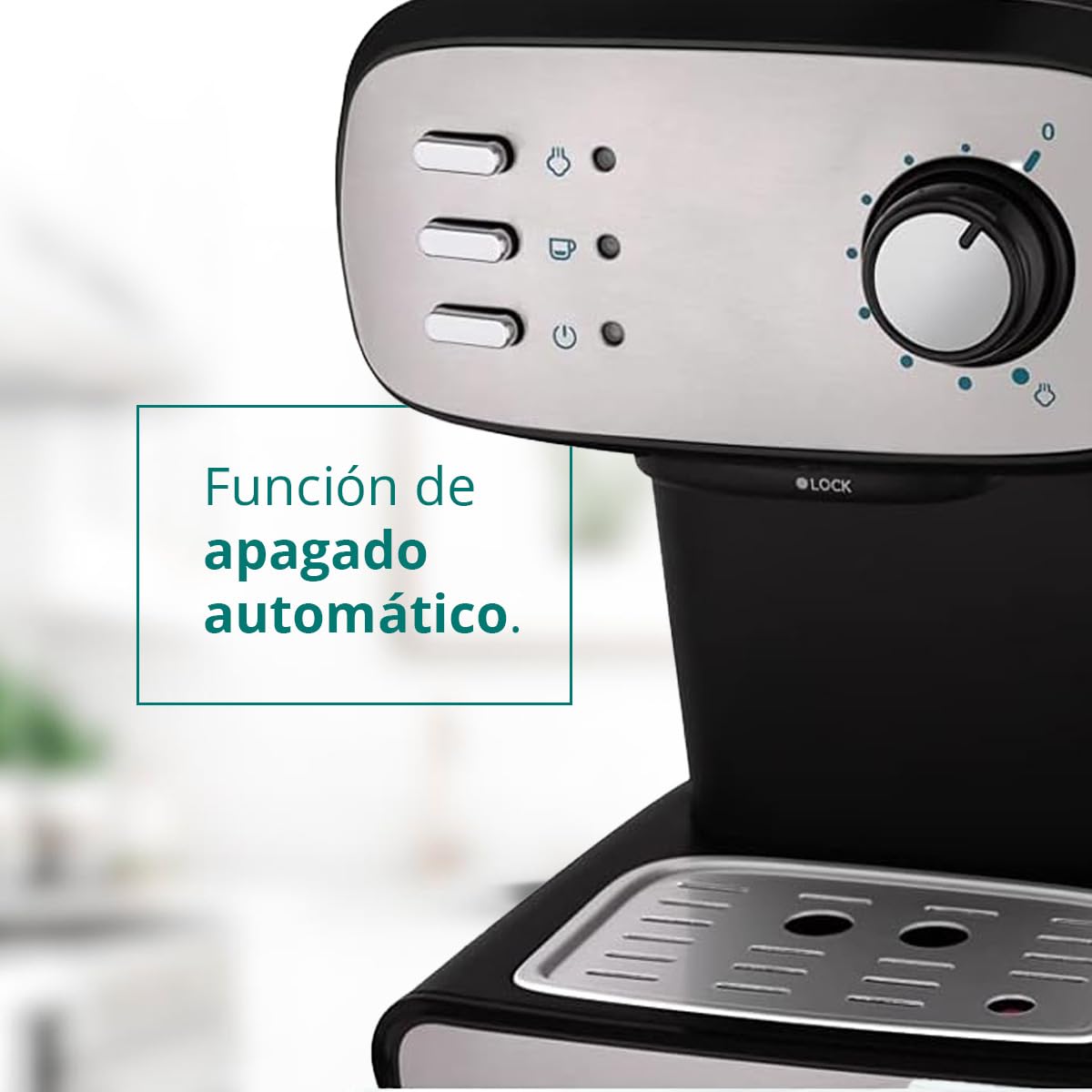 KUBO - Máquina de café expresso, pressão 15 bar, depósito de água 1,2 L, 850 W, vaporizador para cappuccino ou bebidas com leite, fácil de limpar