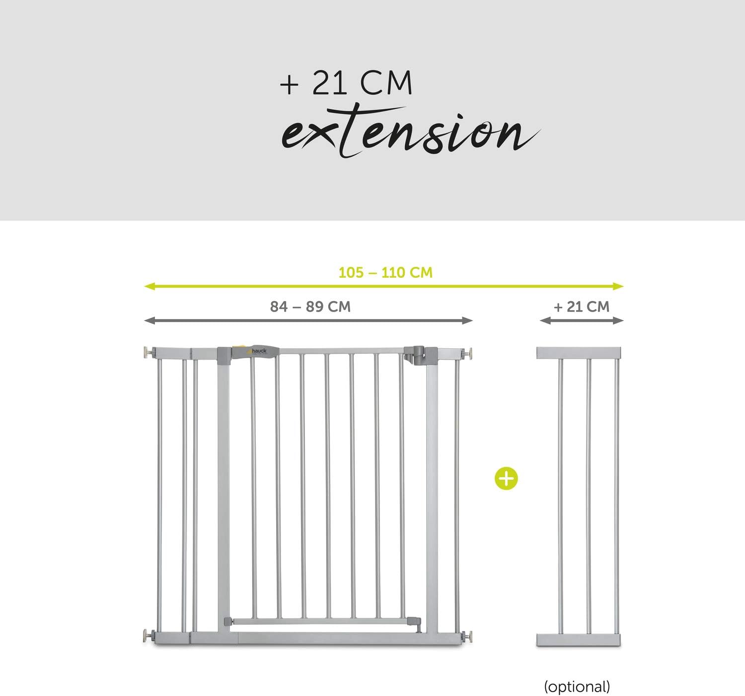 hauck Stop N Safe 2 Silver Barrera Seguridad Niños | Valla Infantil para Puertas y Escaleras de 84 a 89 cm – Sin Taladrar – Seguridad Bebé - Aptas como Vallas para Perros – Solo para Interiores