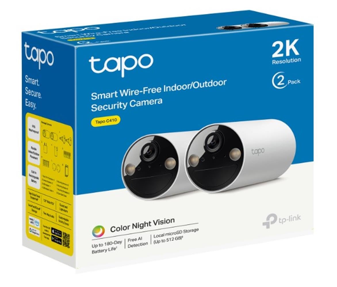 Tapo [2024 novo] C425 - Câmara Wi-Fi de bateria para exterior/interior, 2K QHD, 1000 mAh, IA aprimorada, visão noturna colorida, base magnética, sem necessidade de hub, compatível com Painel solar