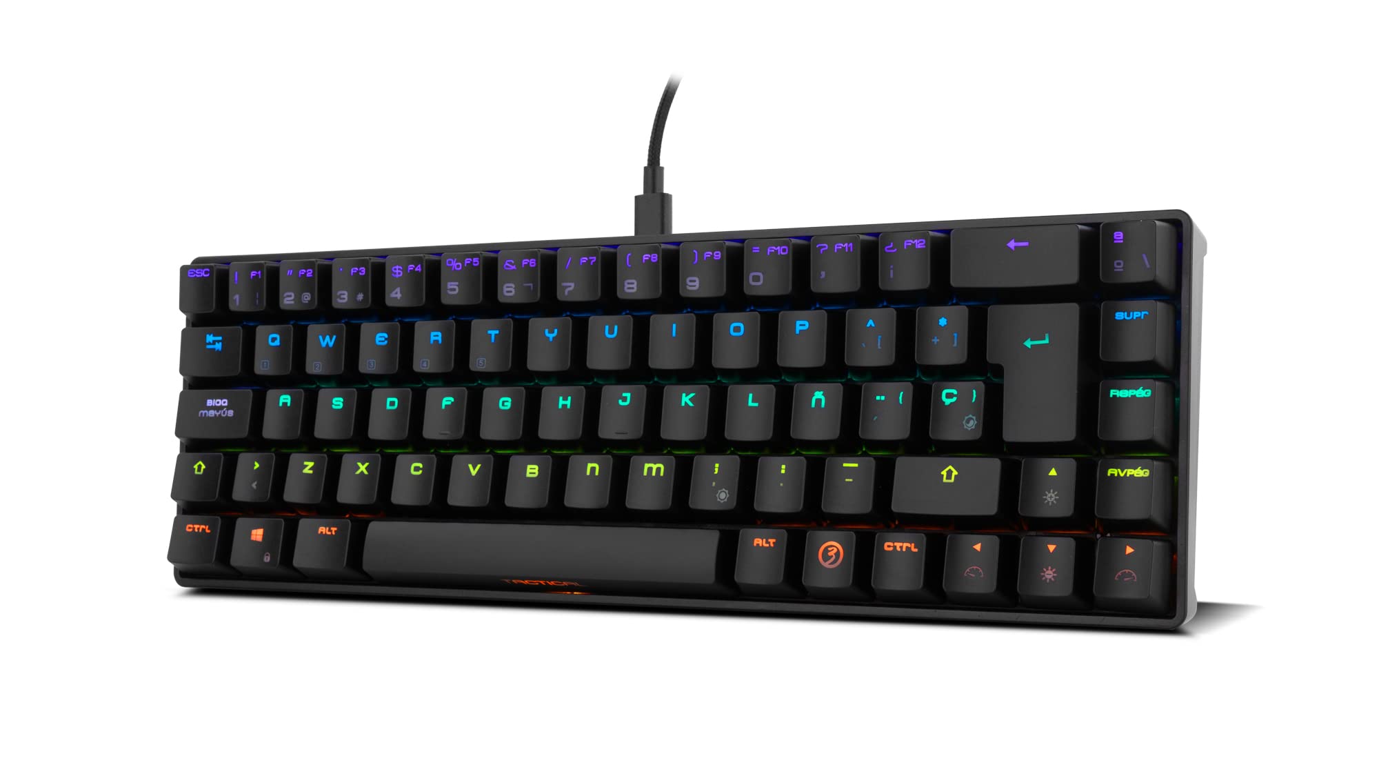 Ozone Gaming OZTACTICALSP Mini teclado tático para jogos, mecânico sem teclado numérico, Bluetooth, interruptores vermelhos Outemu, iluminação LED RGB, silencioso, disposição em inglês, preto