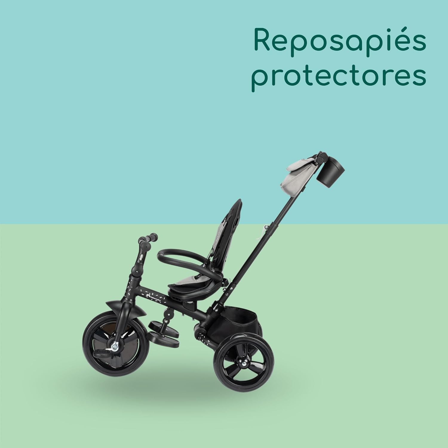 Bebeconfort Windy, Triciclo Evolutivo con Manillar para Padres, 10M-4A, 0-25 kg, Ajustable al Niño, Asiento Cómodo y Reversible, Capota Protectora, Plegado Compacto, Bicicleta Infantil, Tinted Grey