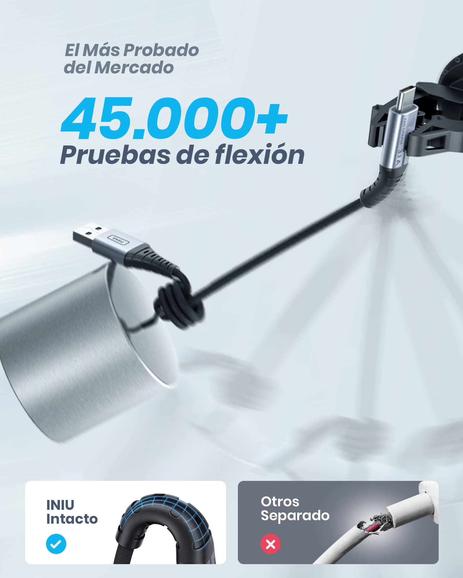 Cabo USB A USB C INIU, [2 m] QC 3,0 e 3,1 A Cabo USB C Carregamento rápido, liga trançada de nylon Cabo USB tipo C Carregador compatível com iPhone 16 15 Pro Samsung S21 Huawei Xiaomi Pixel ECC.