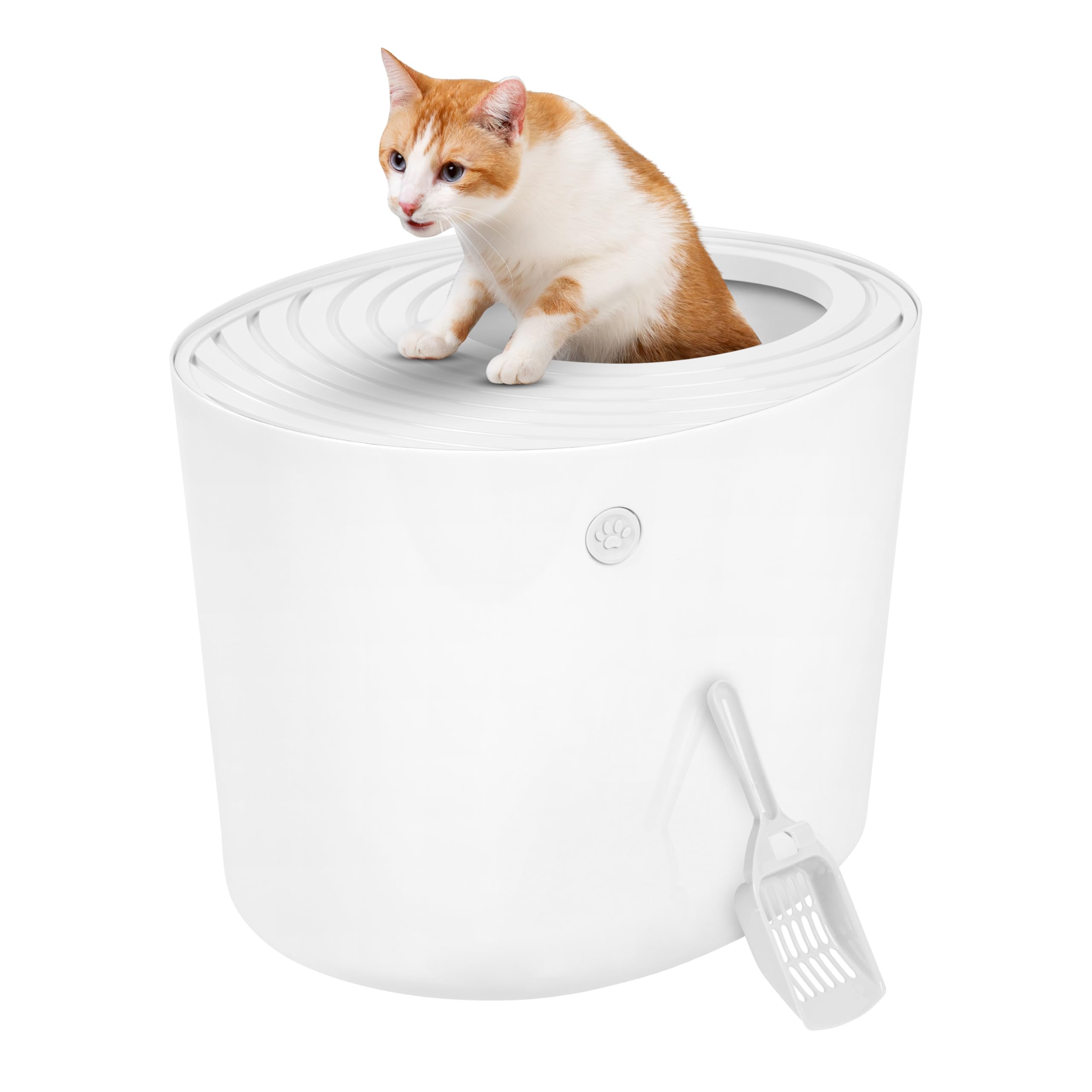Iris Ohyama Areneiro de gato coberto com pá, até 7 kg, cinzento/branco, caixa de areia para gatos, caixa, para gatos grandes e pequenos, fechado, caça-louças, WC, livre de BPA, Cat Litter Box, TECL-20