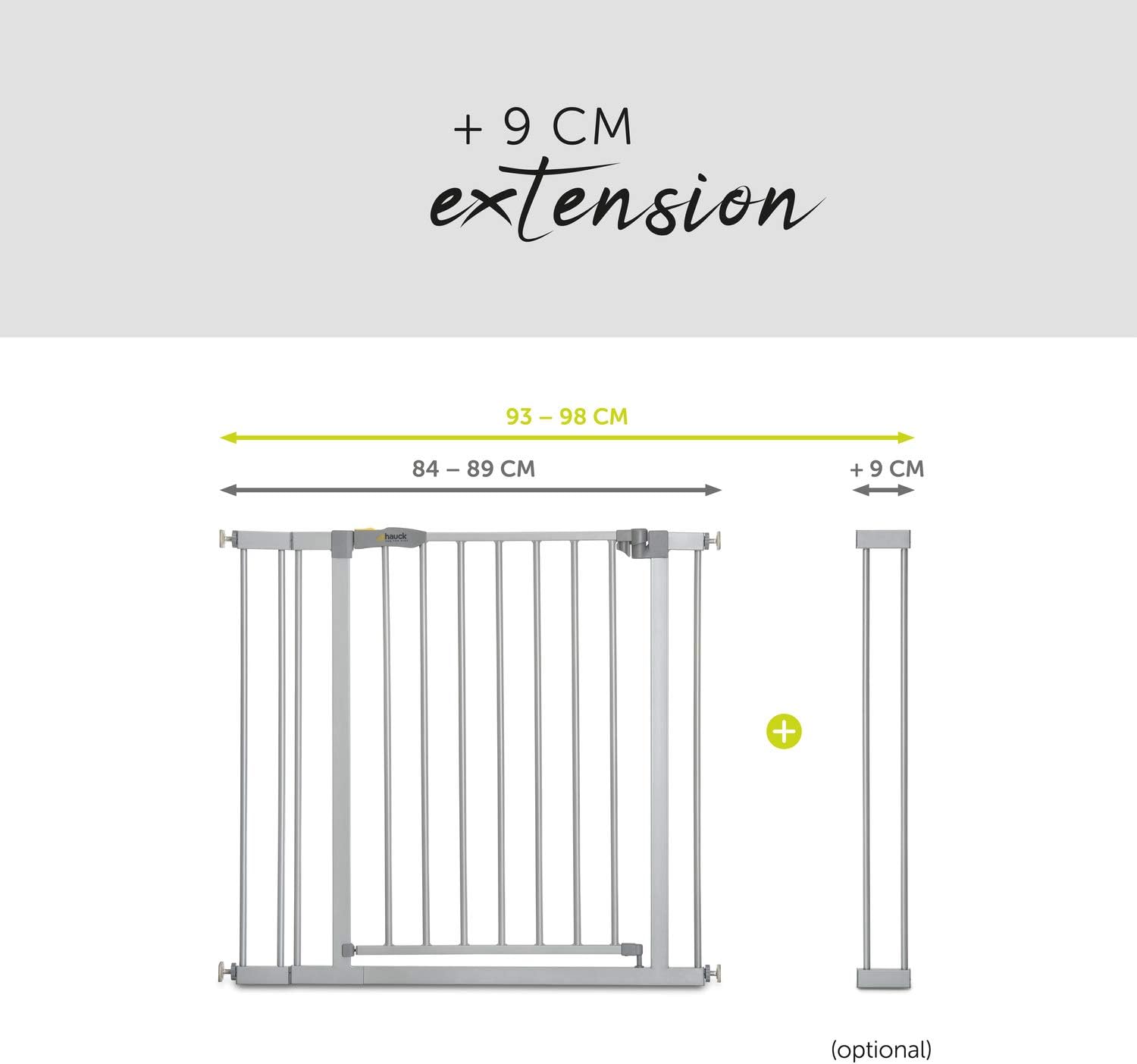 hauck Stop N Safe 2 Silver Barrera Seguridad Niños | Valla Infantil para Puertas y Escaleras de 84 a 89 cm – Sin Taladrar – Seguridad Bebé - Aptas como Vallas para Perros – Solo para Interiores