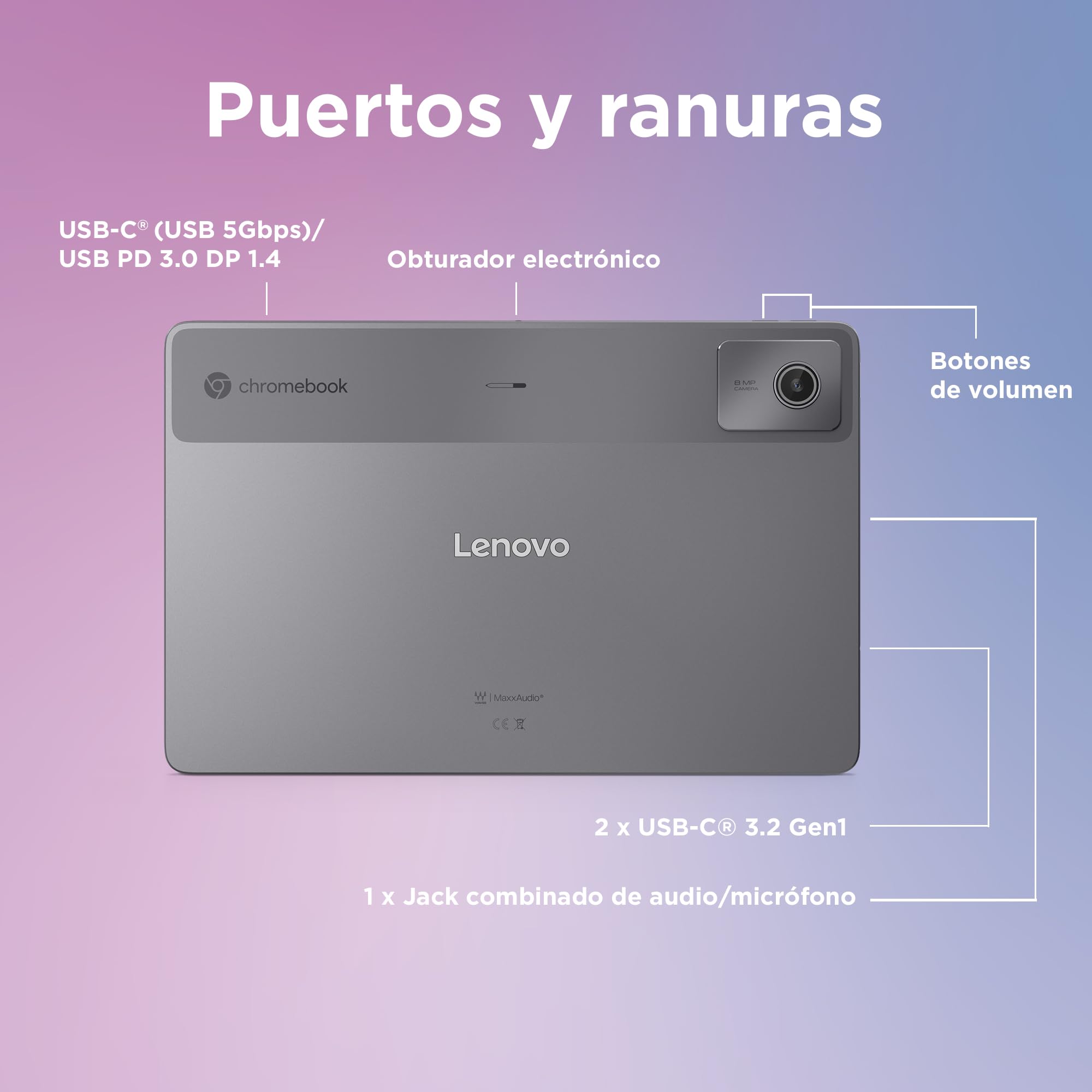 Lenovo IdeaPad Slim 3 Chromebook Gen 8 – Portátil 14" FHD (MediaTek Kompanio 520, 4 GB de RAM, 64 GB eMMC, GPU Arm Mali-G52 2EE MC2, ChromeOS) BLU – Teclado QWERTY espanhol