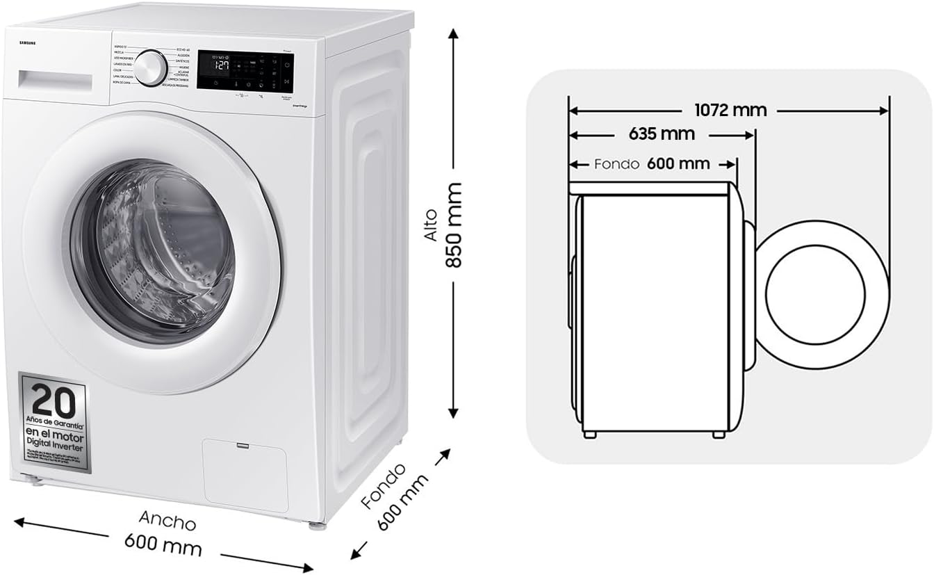 SAMSUNG WW90CGC04DTEEC Máquina de lavar 9 kg - AI EcoBubble™ com SmartThings e inteligência artificial, classe A, cor branca