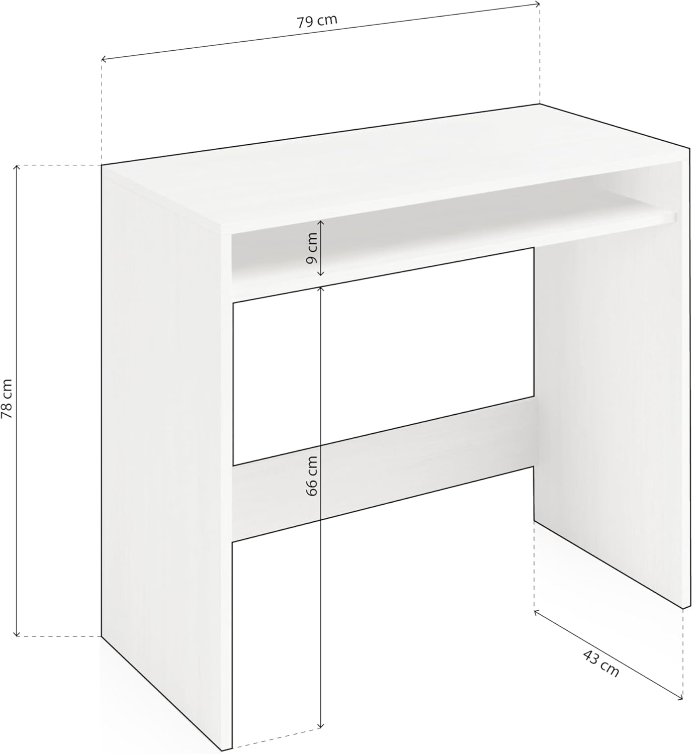Habitdesign, Secretária, mesa de computador, acabamento em cor carvalho, medidas 79 x 79 x 43 cm de fundo