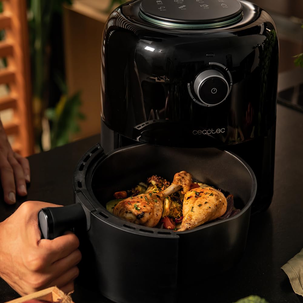 Fritadeira sem óleo Cecotec de 2,5 L - Air Fryer Cecofry Pixel 2500. 1200 W, dietética, manual e compacta, temporizador, tecnologia de ar quente, antiderrapante