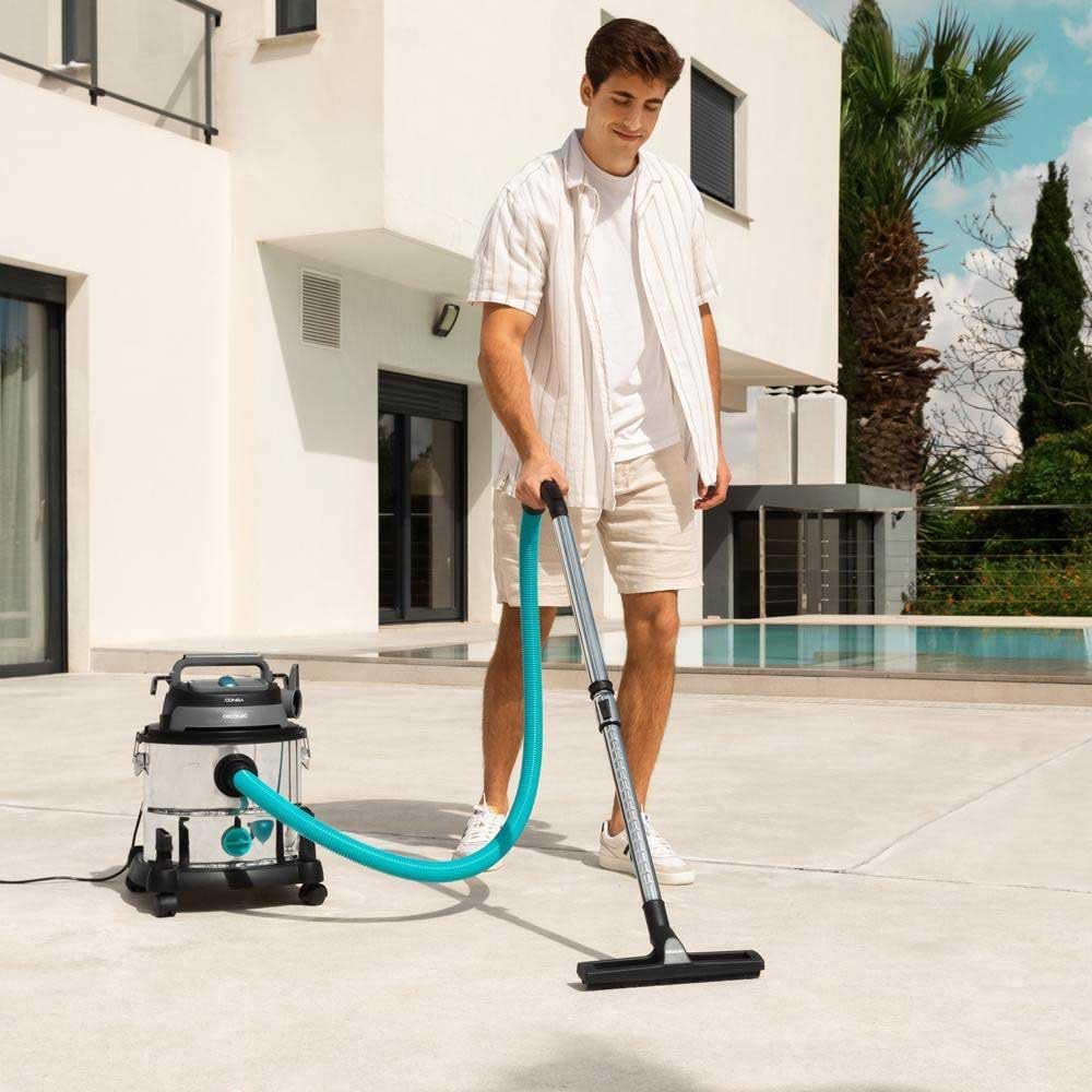Cecotec Aspirador de sólidos e líquidos de 20 l Conga Rockstar Wet & Dry Steel MAX. 1400 W, 22 kPa, sistema de drenagem, aspirador e soprador, estrutura metálica, rodas, rádio de ação 5 m