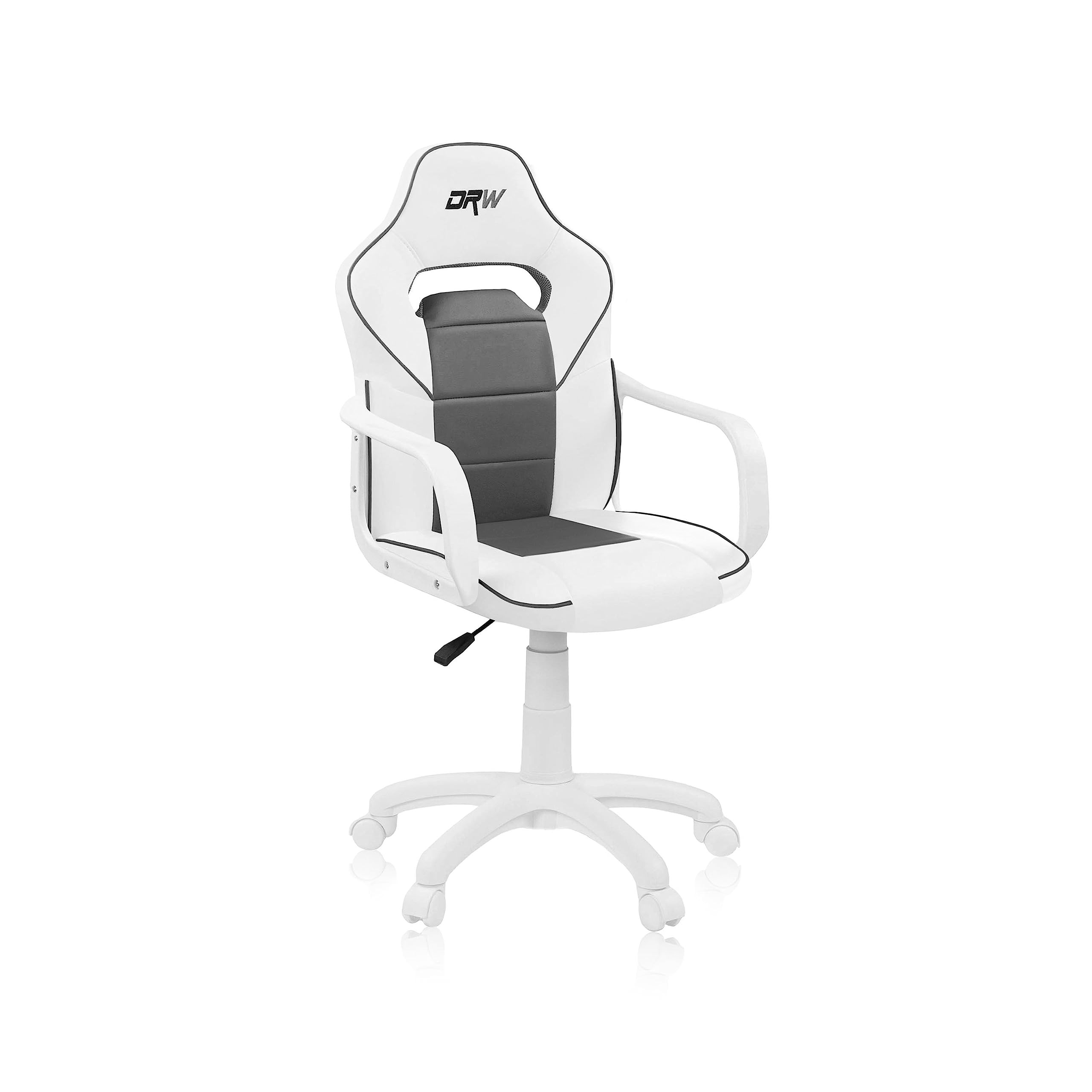 duehome | DRW, cadeira Gamer, cadeira de escritório, estúdio ou secretária, acabamento em silício pele branca e turquesa, medidas: 46,5 cm (largura) x 46 cm (comprimento) x 98-109,5 cm (altura)